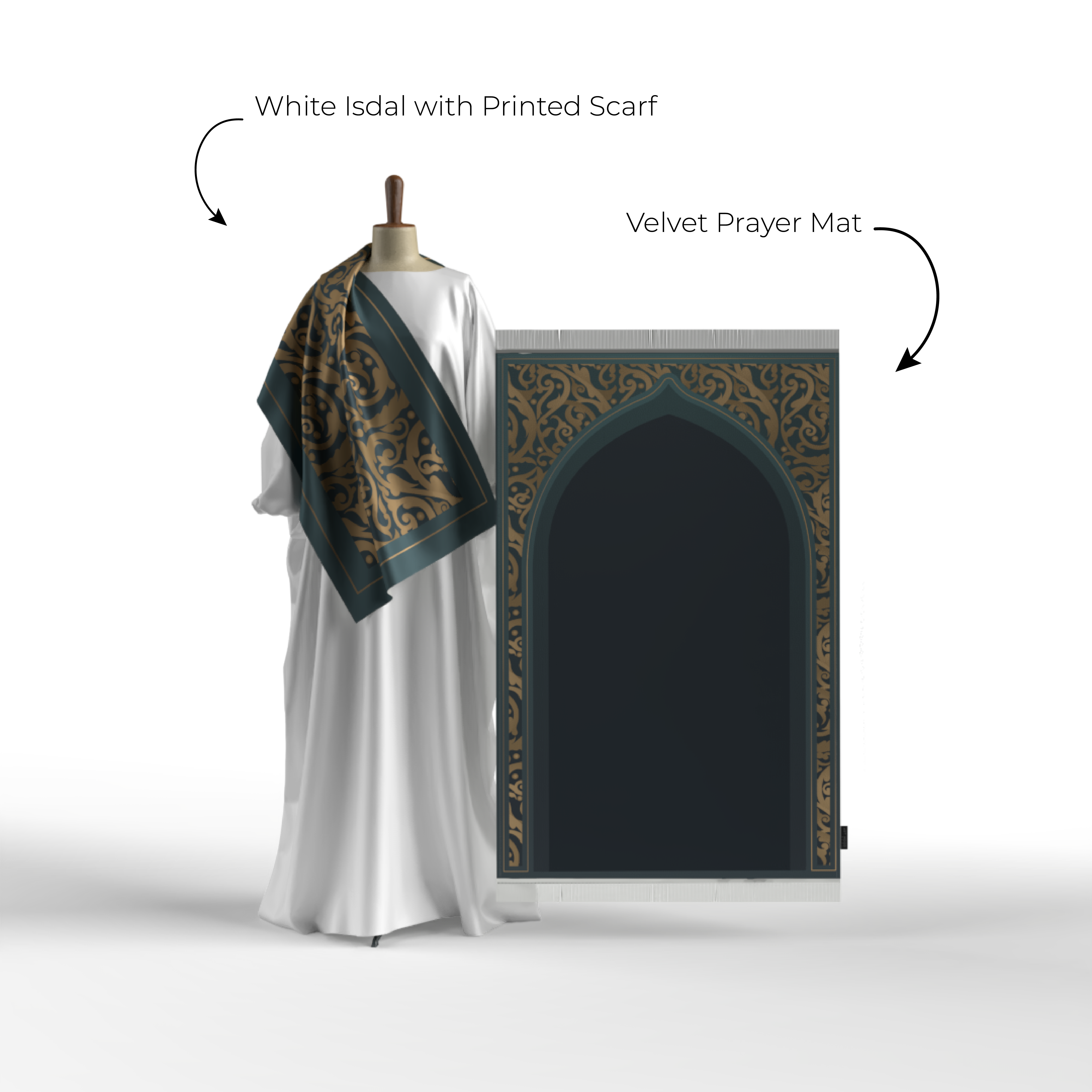 Prayer Wear - Isdal AL-HEDAYA TEAL & GOLD