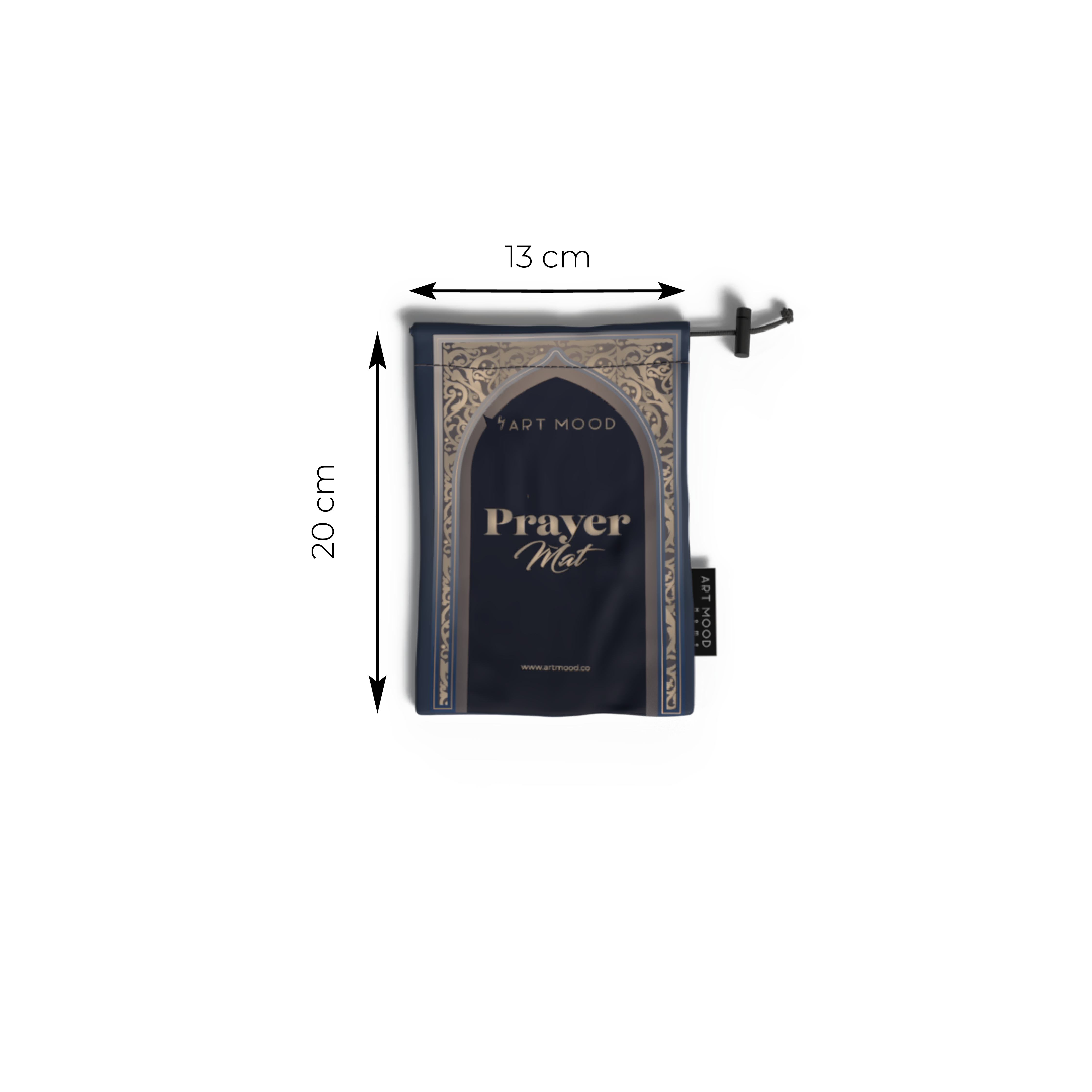 Prayer Mat AL-Hedaya Dark Blue & Beige - Waterproof Pocket Size