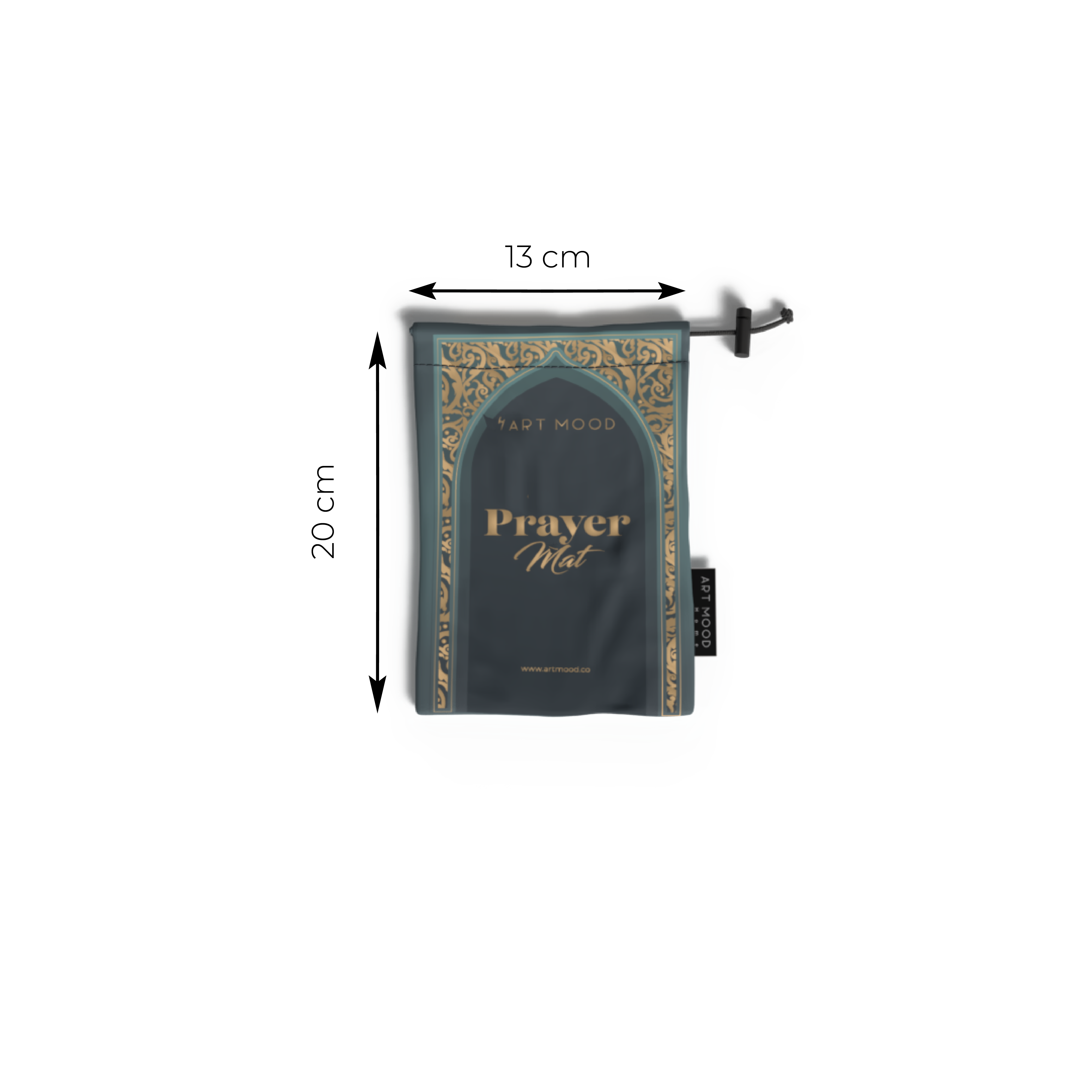 Prayer Mat AL-Hedaya Teal & Gold - Waterproof Pocket Size