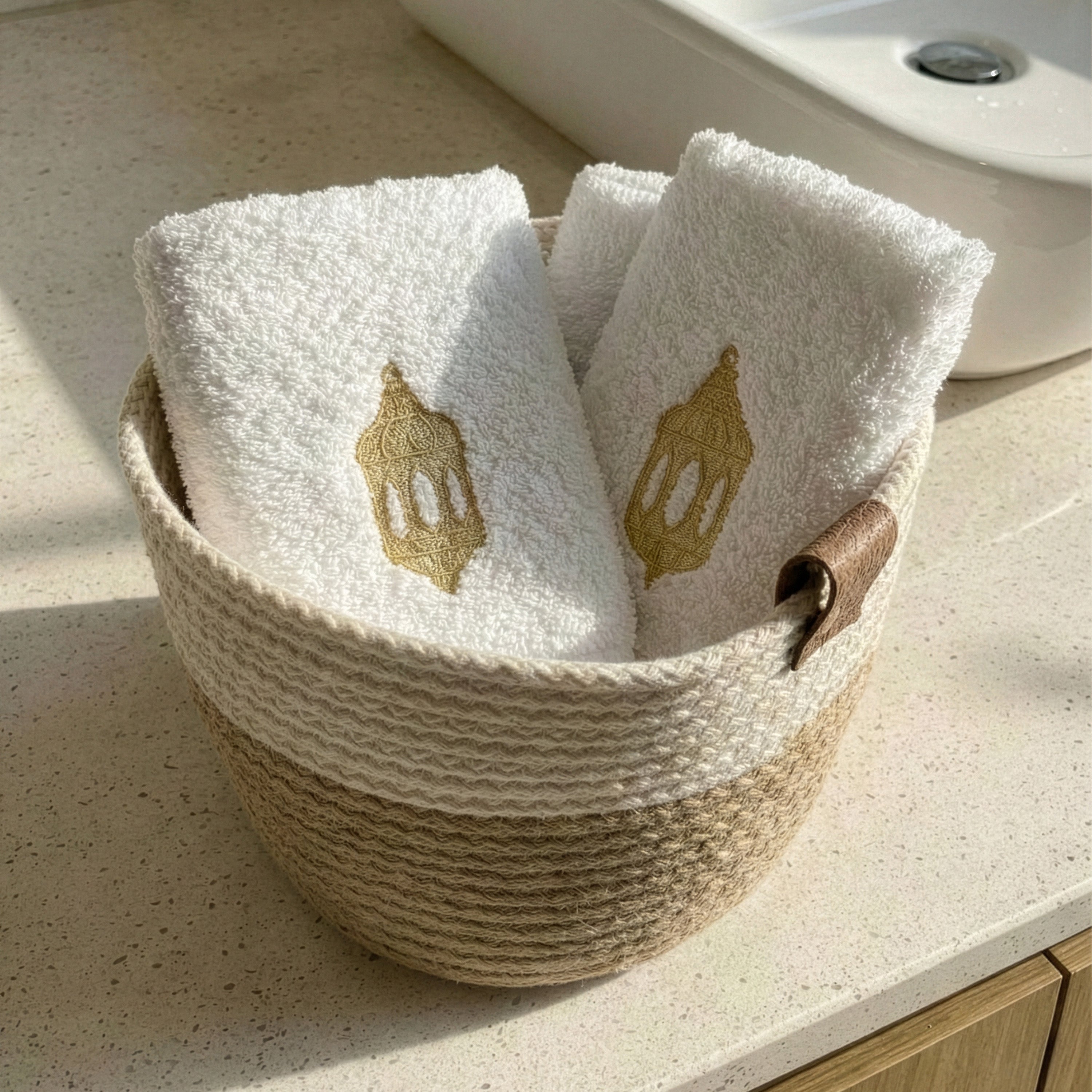 Guest Cotton Towels - Embroidered - White 600GSM - Set of 2