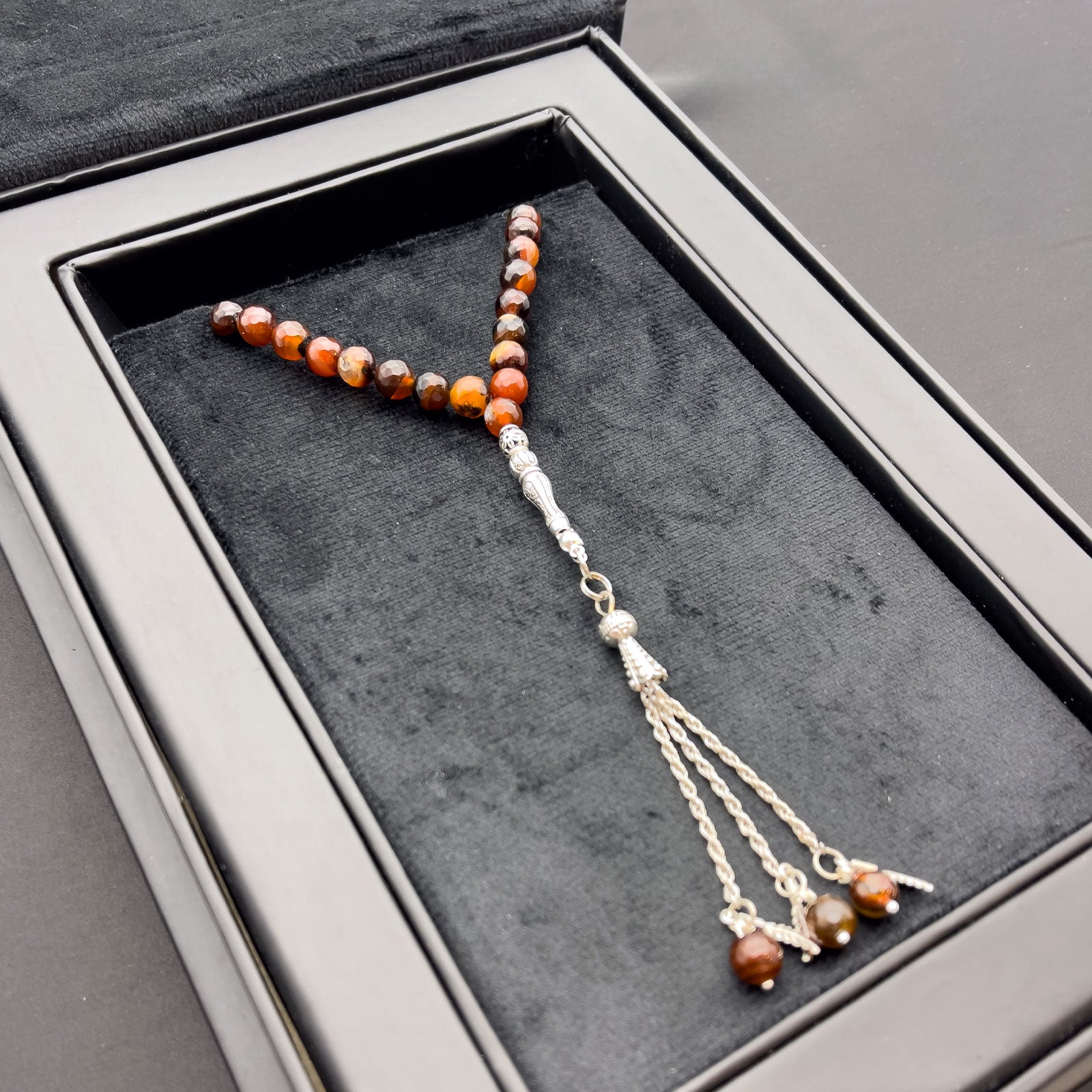 Prayer Rosary Agate Brown Stone - سبحة حجر عقيق بني