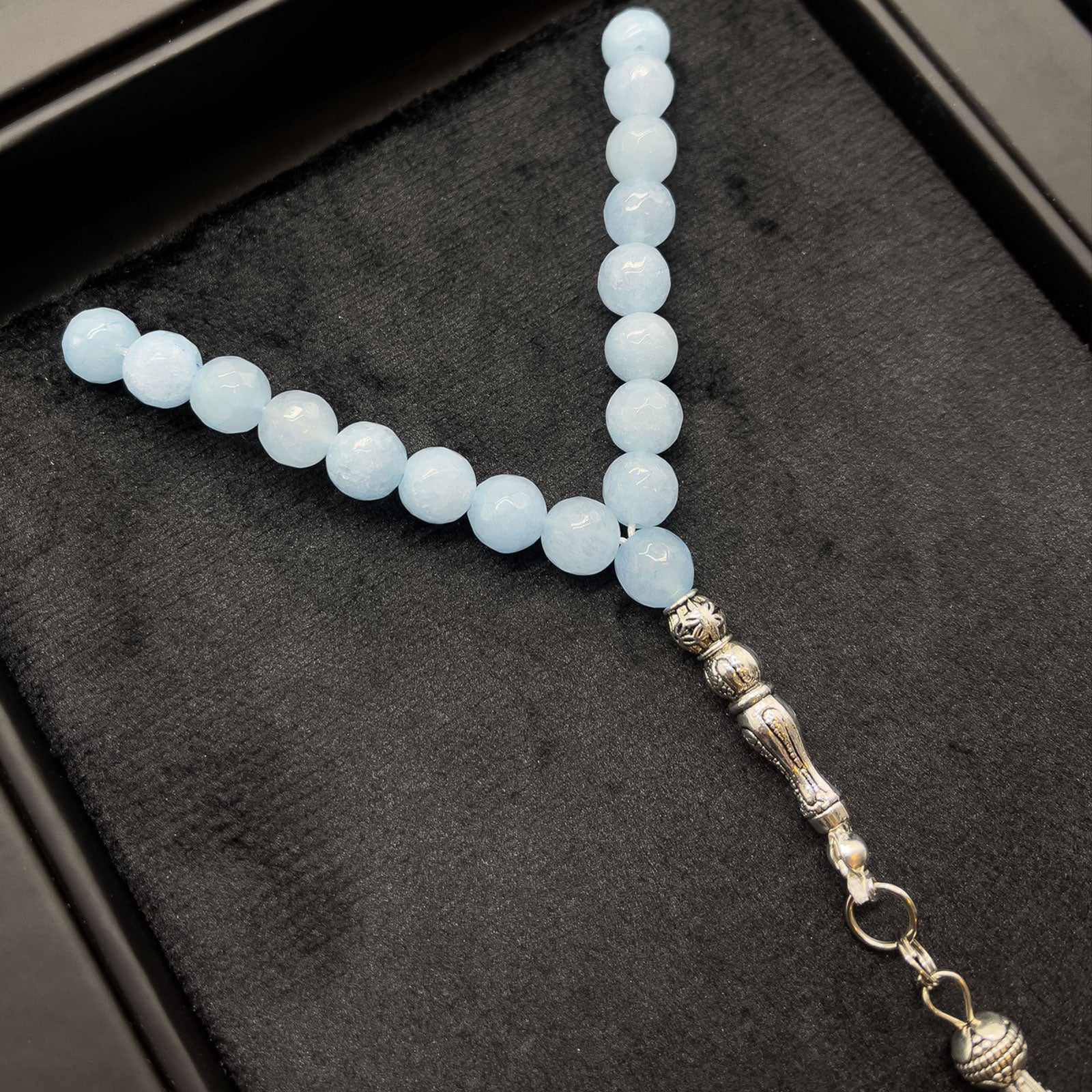 Prayer Rosary Aqua Marin Stone - سبحة حجر أكوا مارين