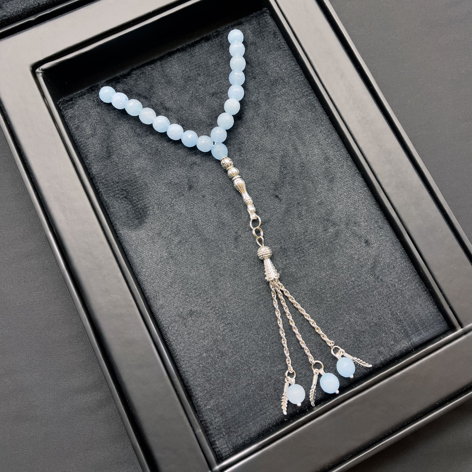 Prayer Rosary Aqua Marin Stone - سبحة حجر أكوا مارين