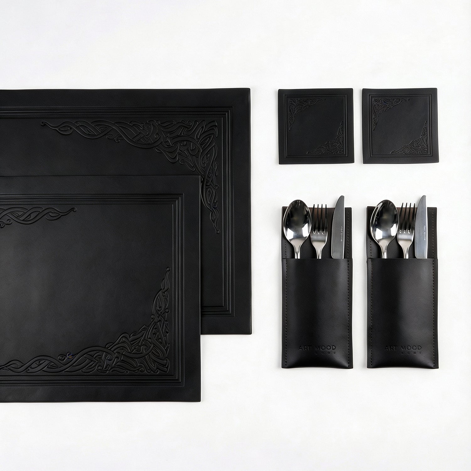 Luma Leather Placemats, Cover holders & Coasters