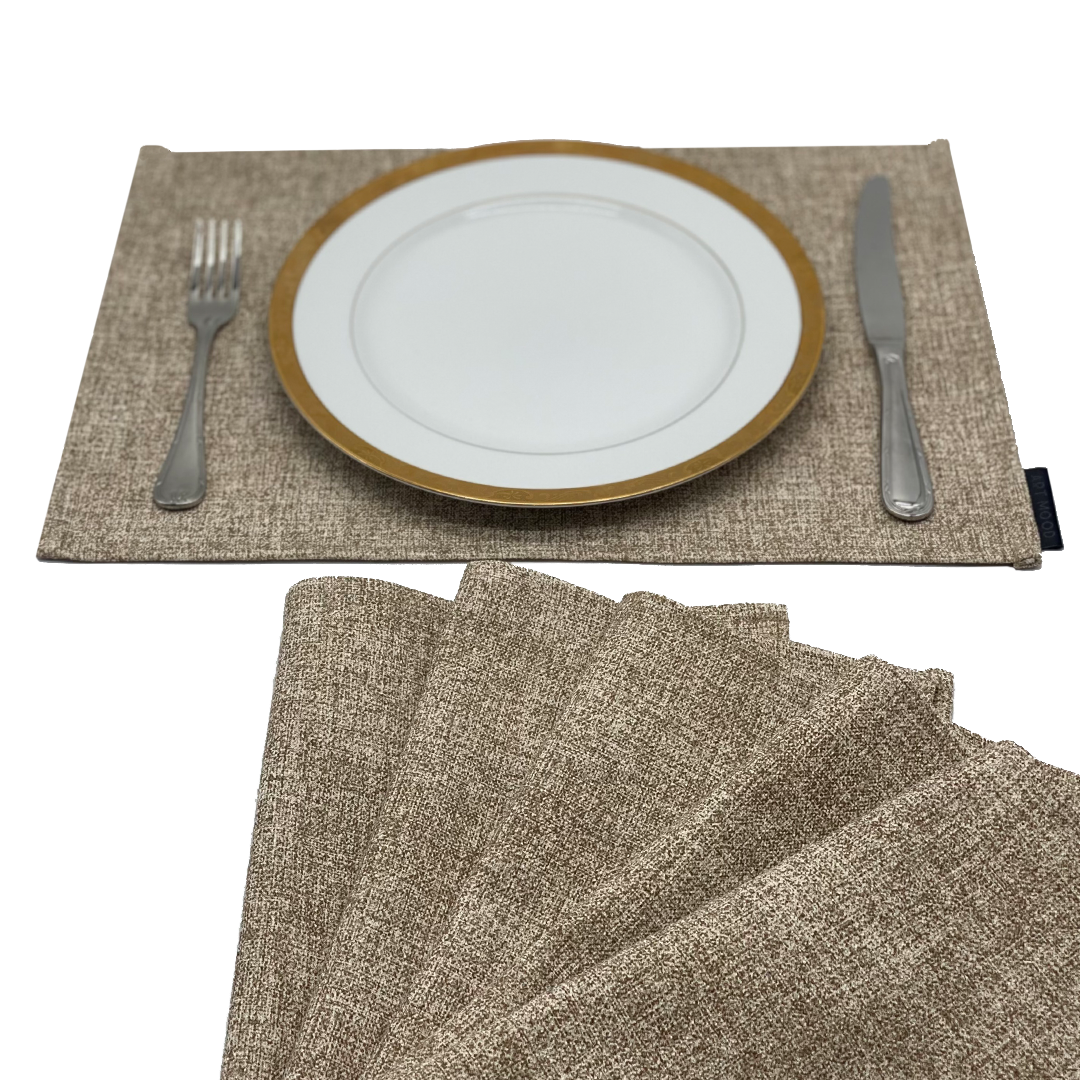 Linen Placemats & Runner Set - Beige