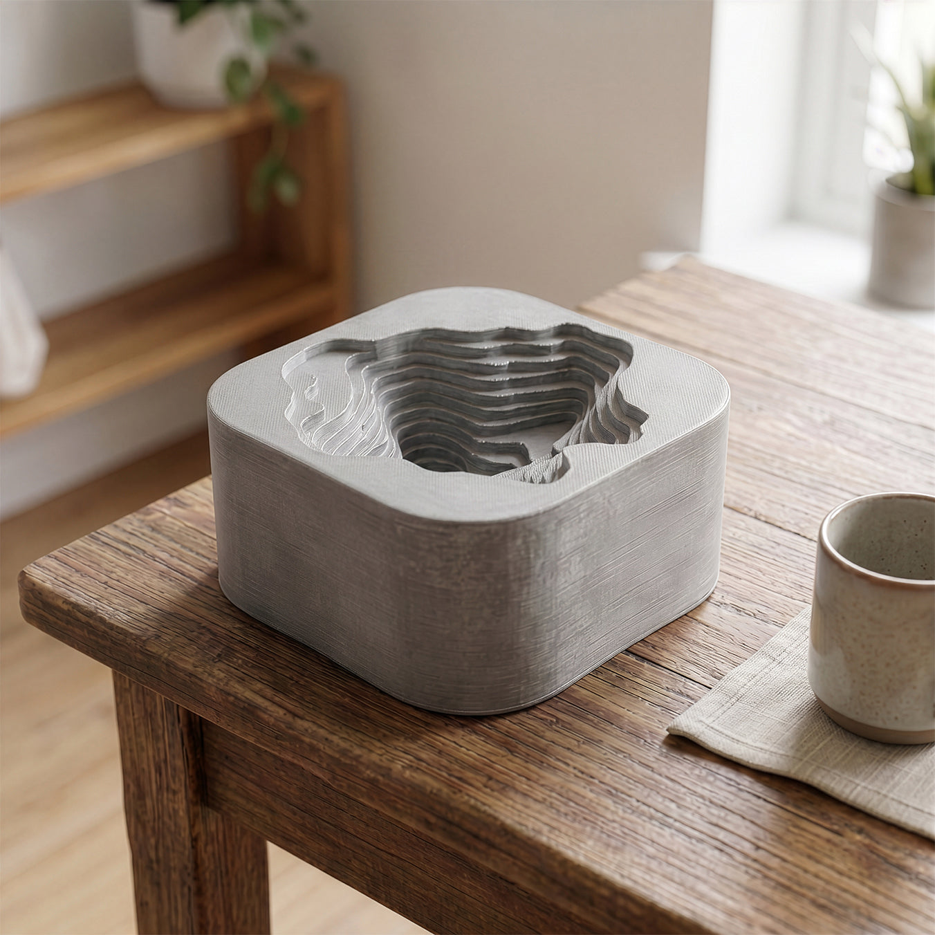 Handmade Cement Ashtray Hills - RAW LOOK