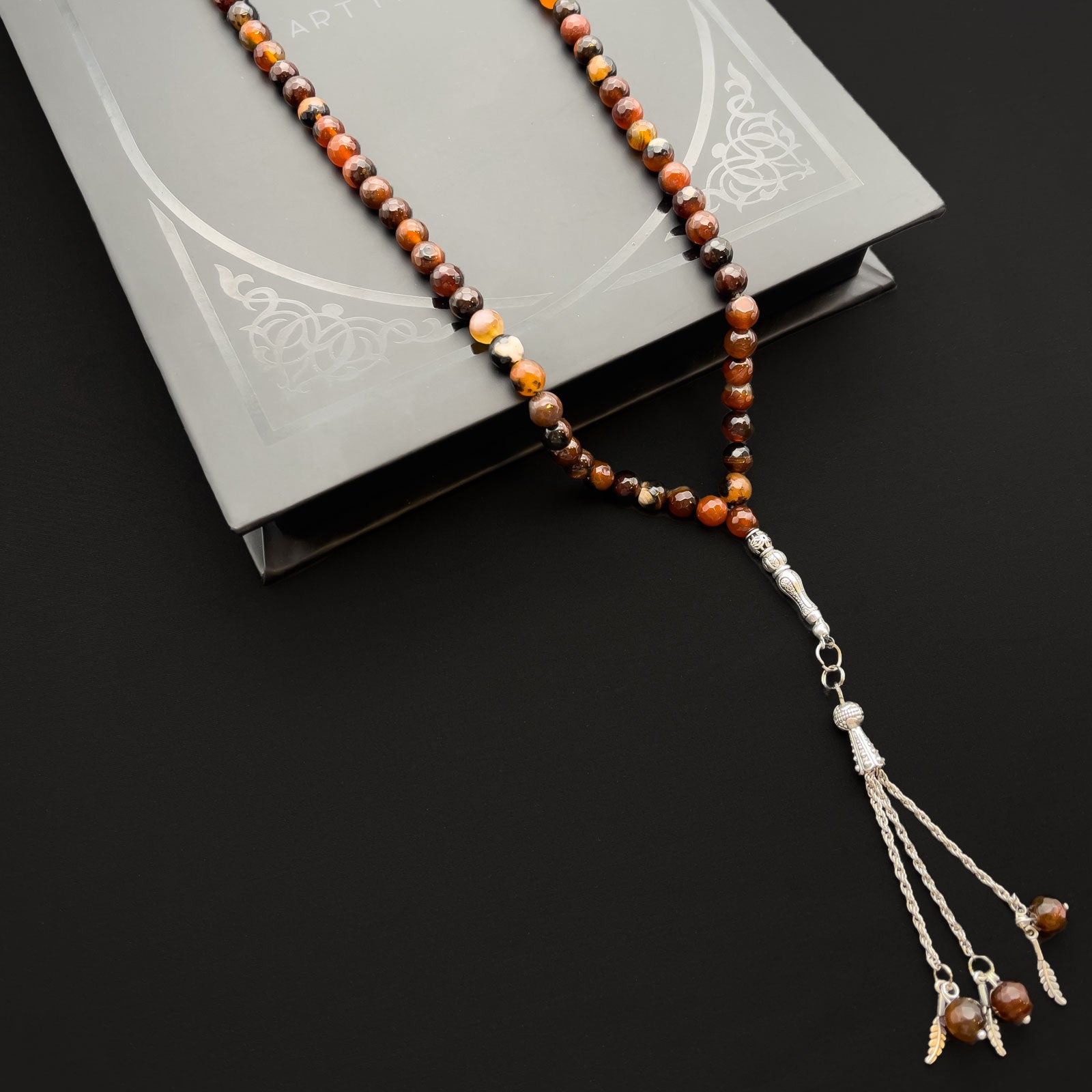 Prayer Rosary Agate Brown Stone - سبحة حجر عقيق بني