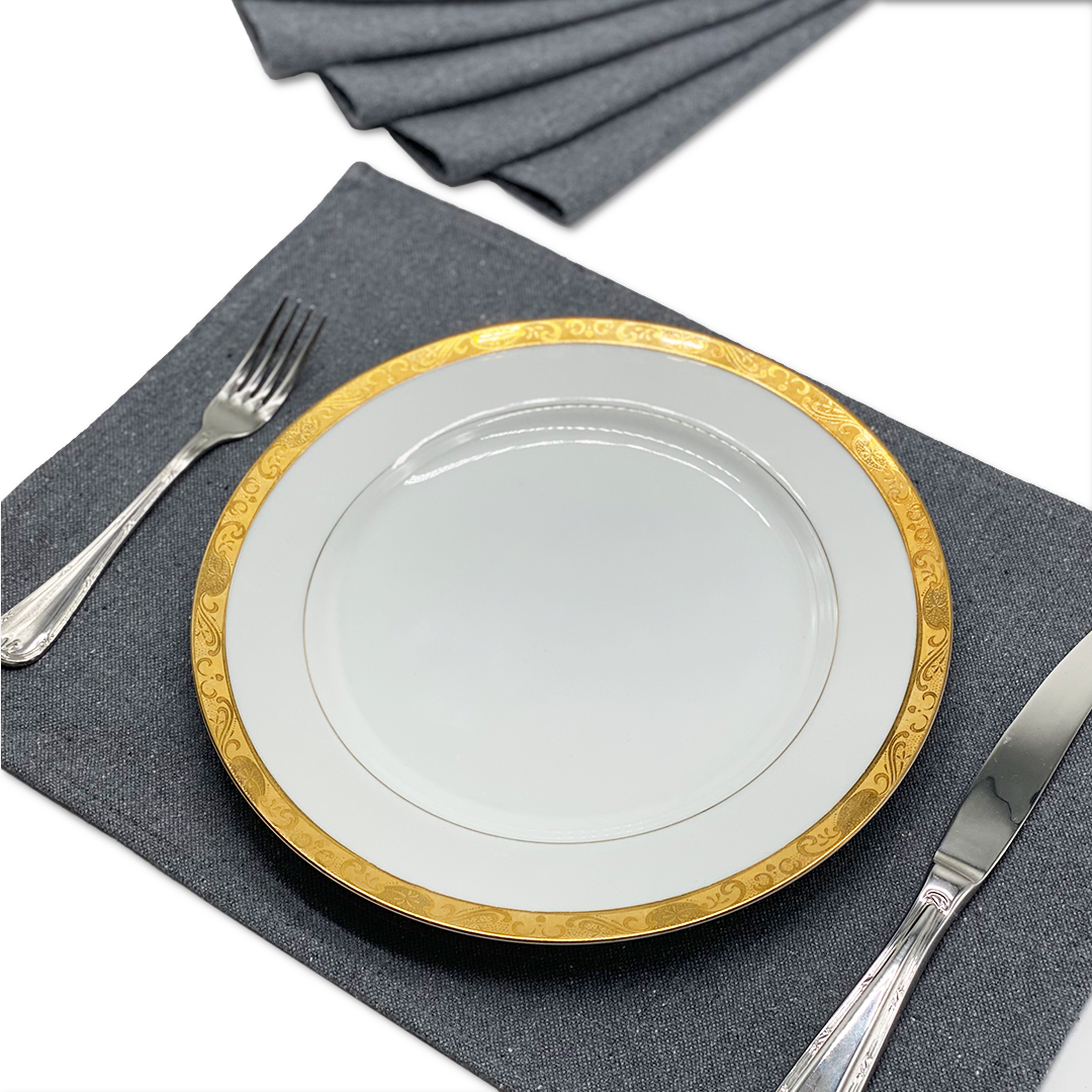 Ensemble de sets de table et chemin de table en coton - Gris clair