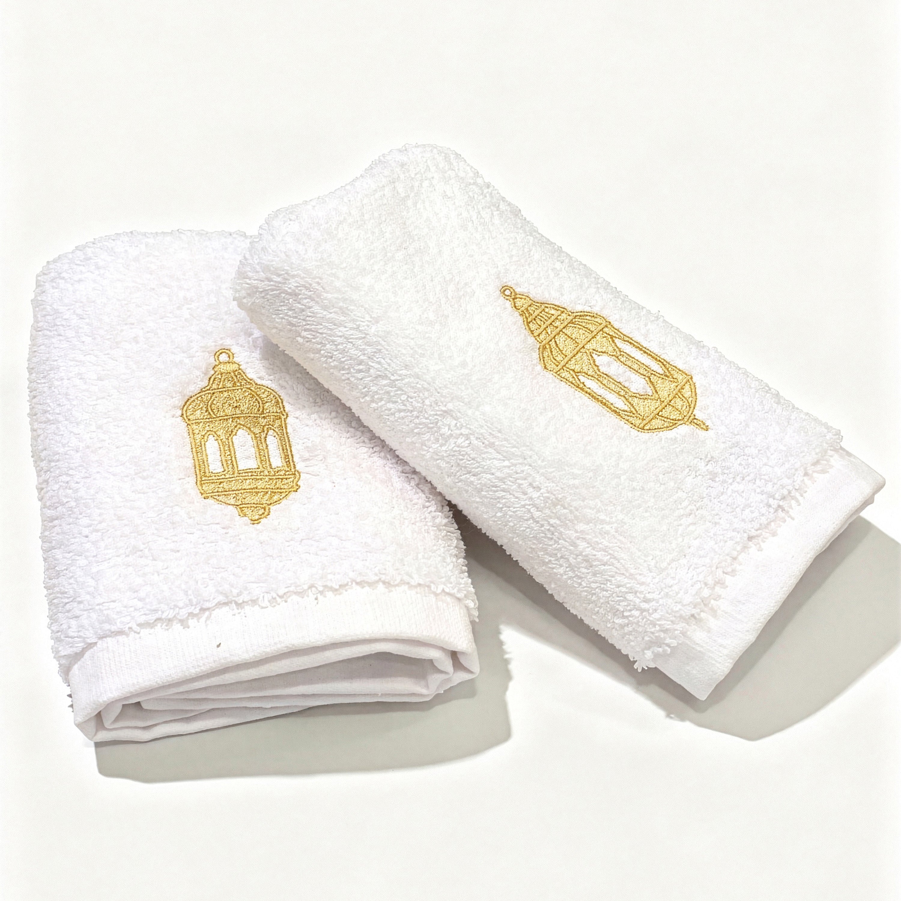 Guest Cotton Towels - Embroidered - White 600GSM - Set of 2