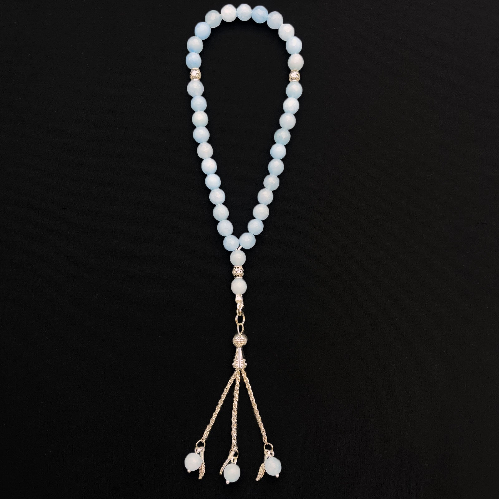 Prayer Rosary Aqua Marin Stone - سبحة حجر أكوا مارين