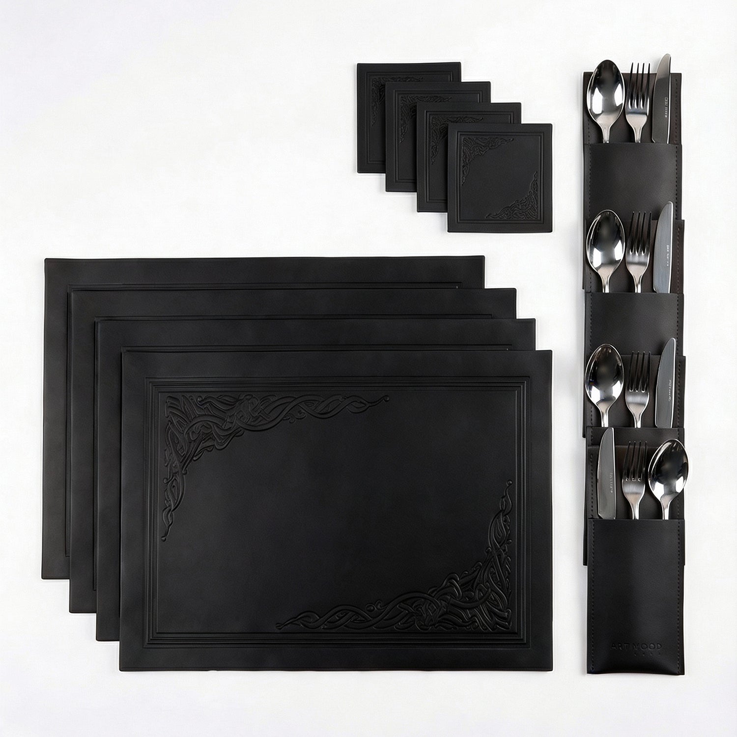 Luma Leather Placemats, Cover holders & Coasters