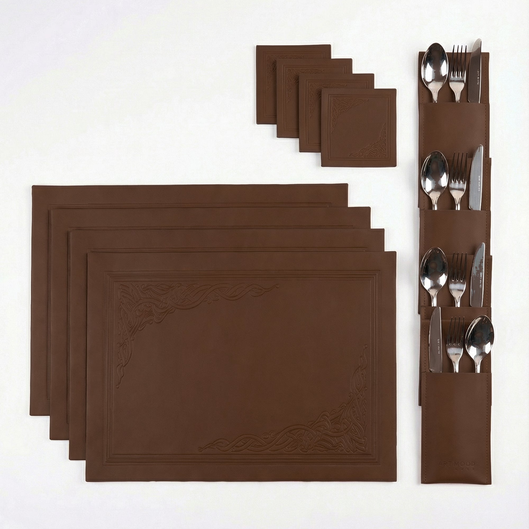 Luma Leather Placemats, Cover holders & Coasters