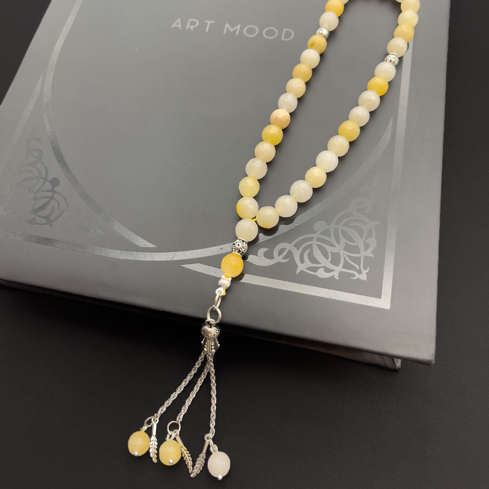 Prayer Rosary Agate Beige Stone - سبحة حجر عقيق بيچ