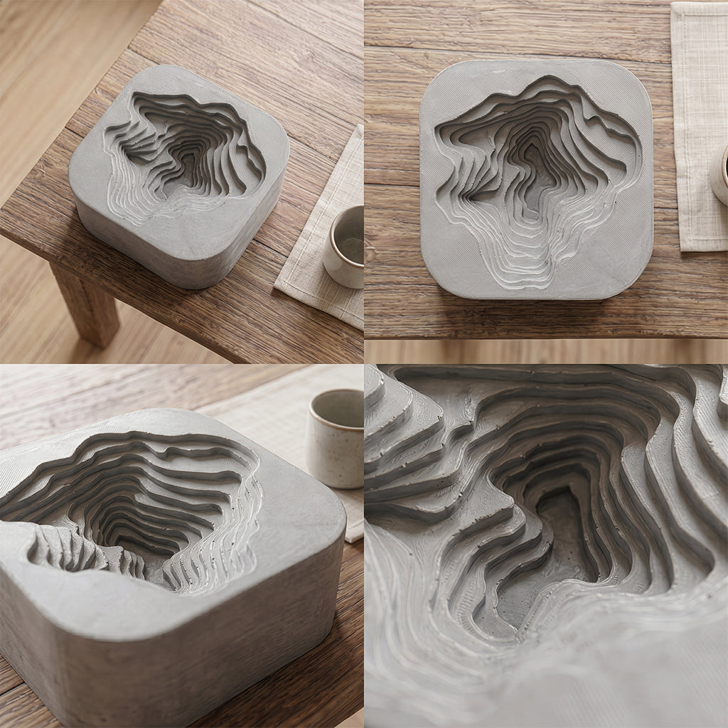 Handmade Cement Ashtray Hills - RAW LOOK
