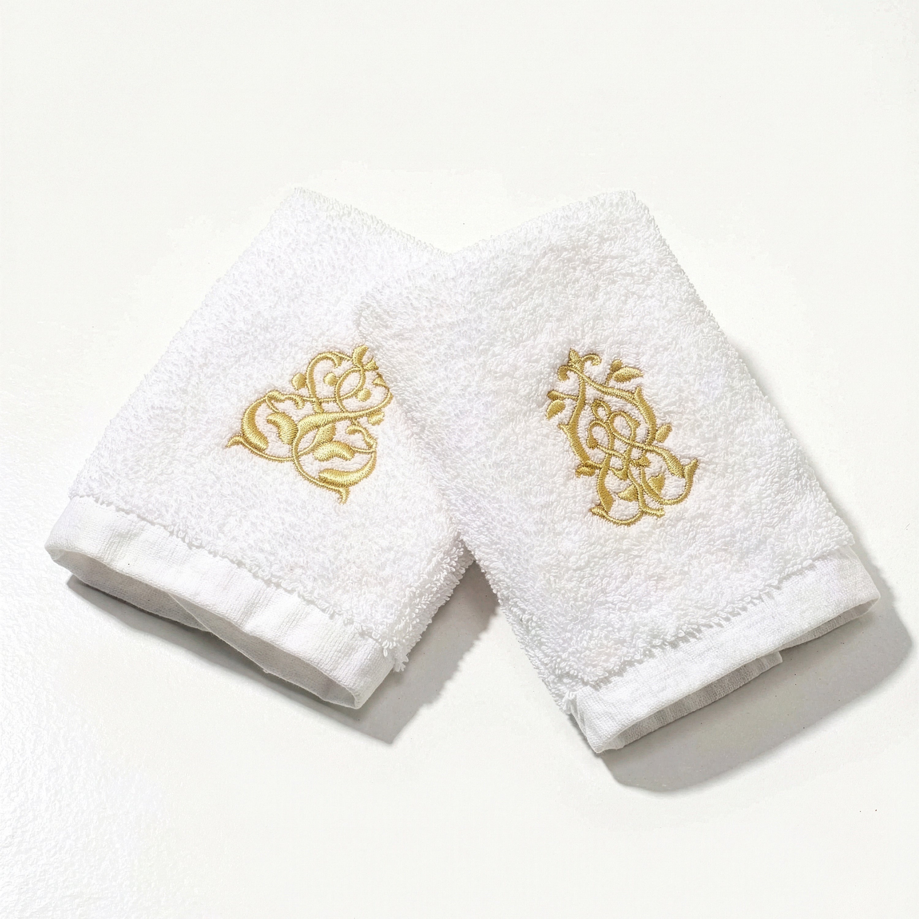 Guest Cotton Towels - Embroidered - White 600GSM - Set of 2