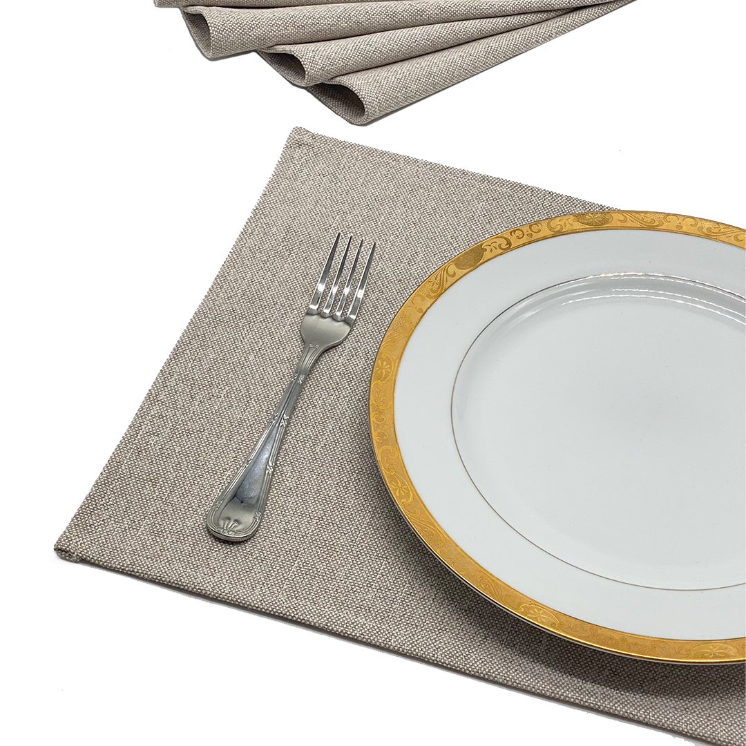 Linen Placemats & Runner Set - Light Beige
