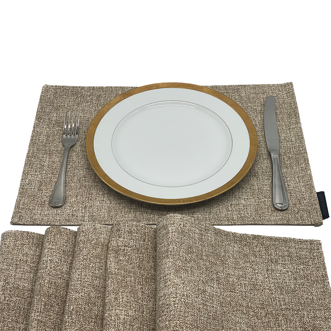 Linen Placemats & Runner Set - Beige