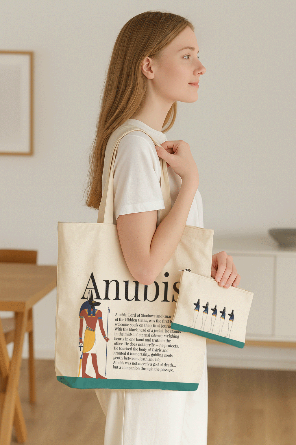 Ancient Egyptian - Tote Bag + Pouch - Anubis