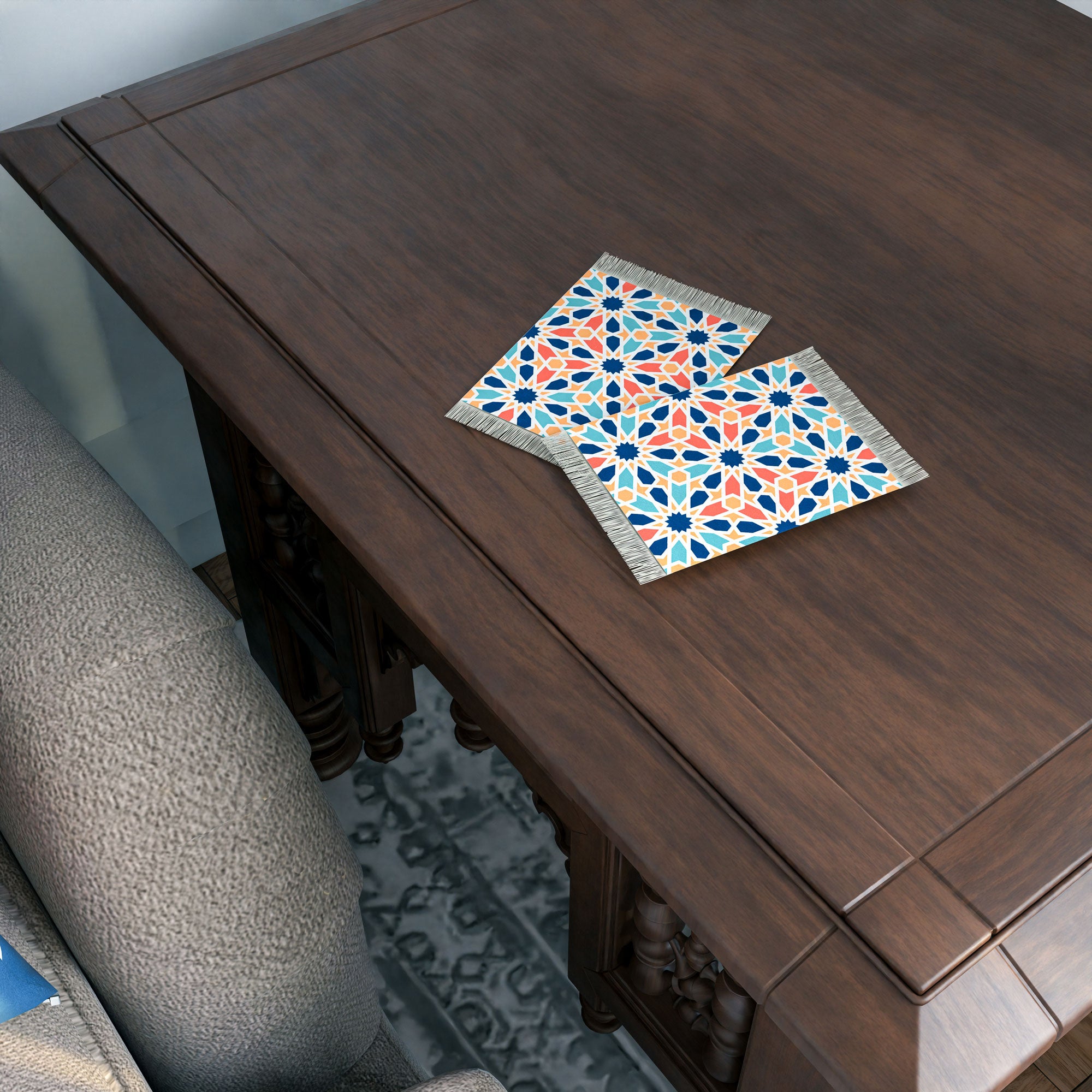 Arabesque ( Runner + 2 Cushion Cover + 4 Coasters + 3 Fabric Posters + Tissue Box) Bundle