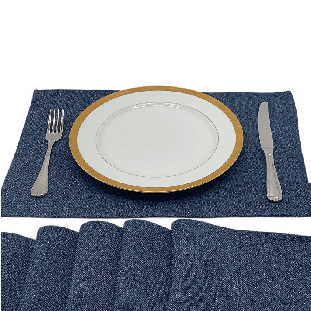 Linen Placemats & Runner Set - Dark Blue