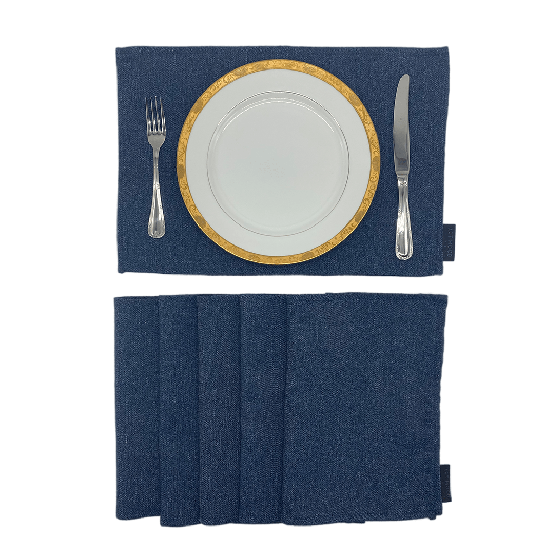 Linen Placemats & Runner Set - Dark Blue