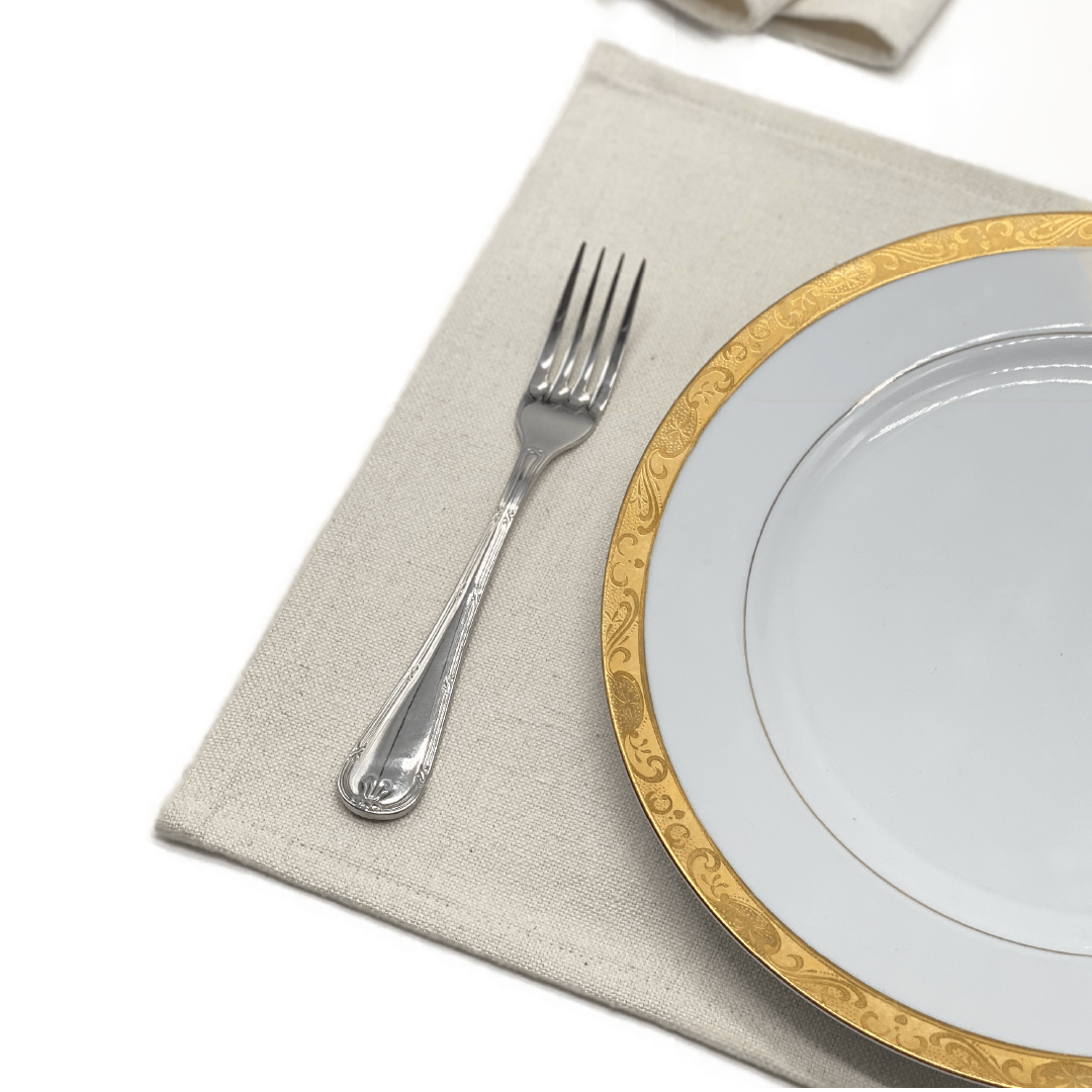 Ensemble de sets de table et chemin de table en coton blanc cassé