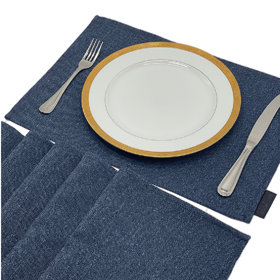 Linen Placemats & Runner Set - Dark Blue