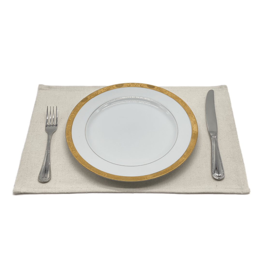 Ensemble de sets de table et chemin de table en coton blanc cassé