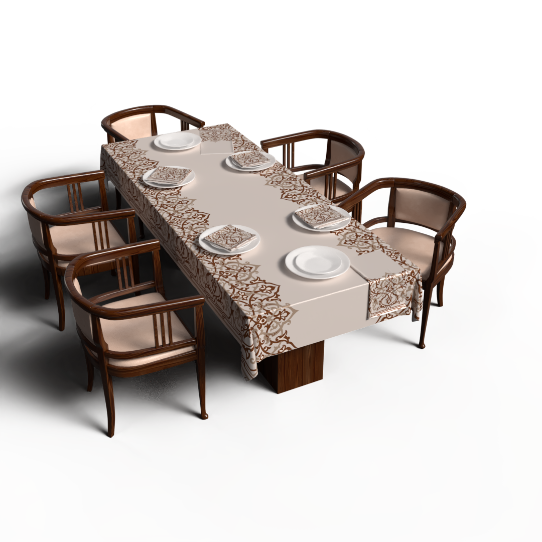 طقم مفارش الطاولة + المناديل القماشية - اطلس