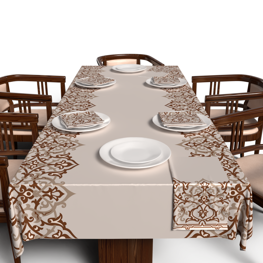 طقم مفارش الطاولة + المناديل القماشية - اطلس