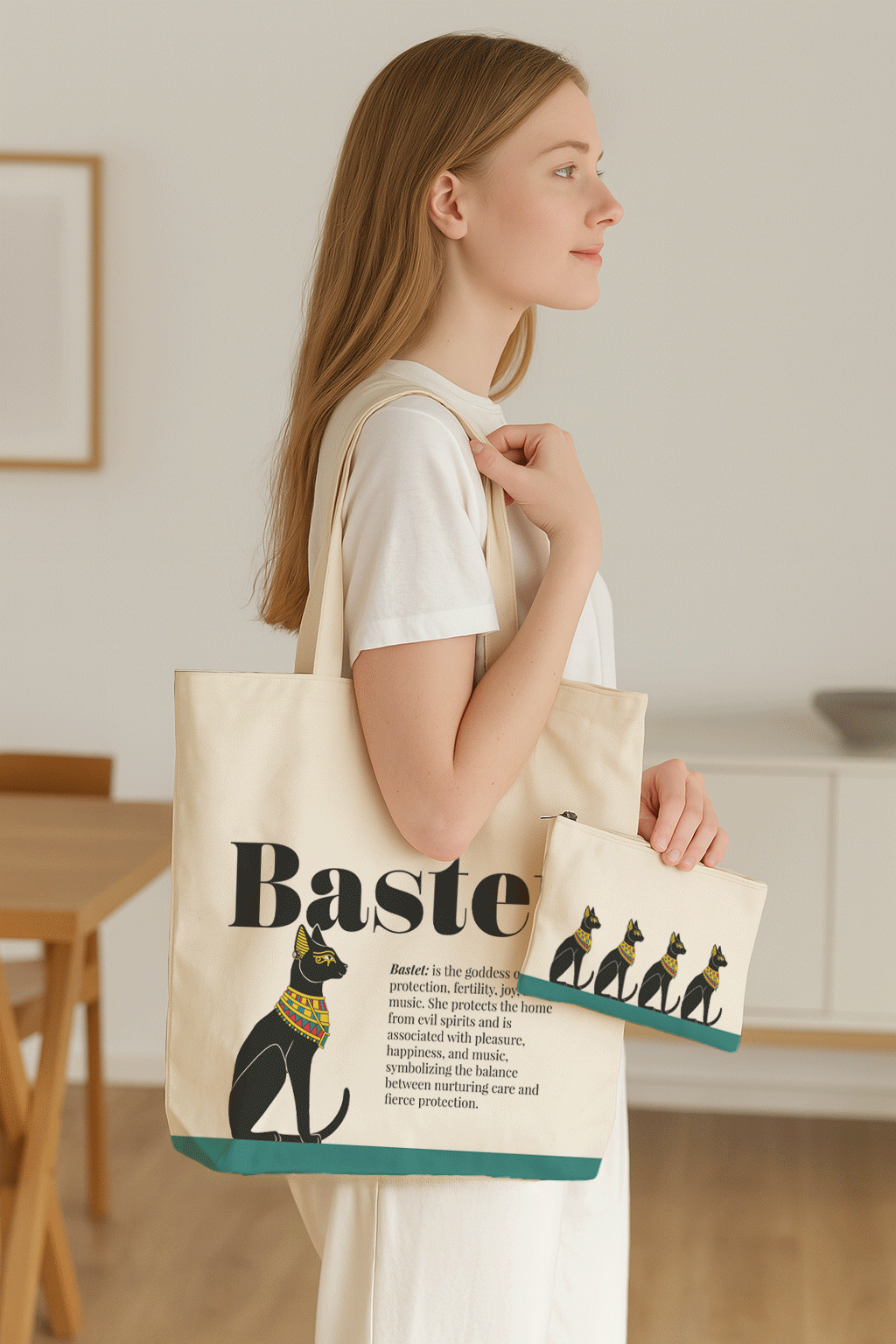 Ancient Egyptian - Tote Bag + Pouch - Bastet