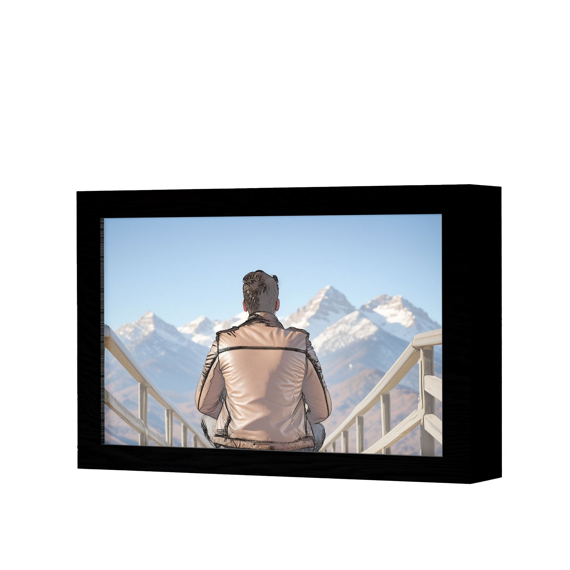 2 in 1 Photo Lighting Frame - Man in Mountains