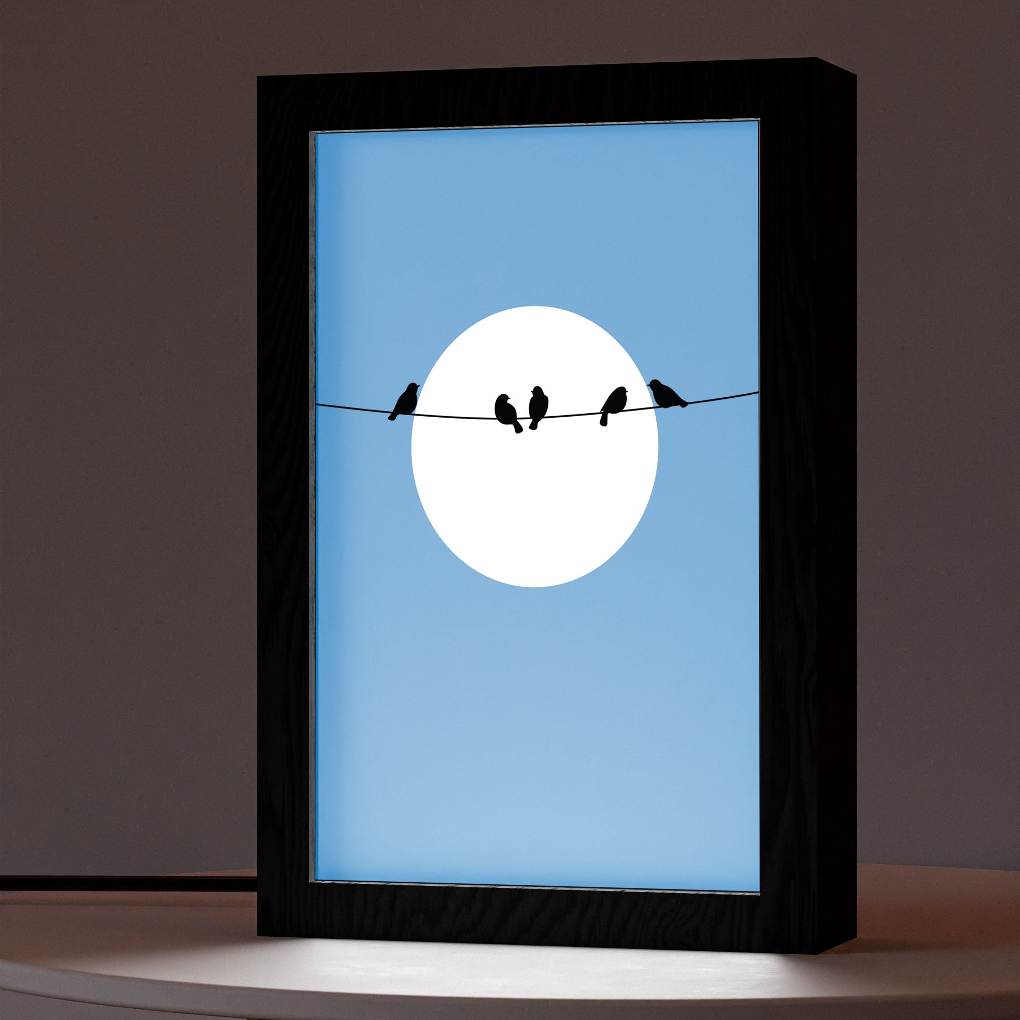 2 in 1 Photo Lighting Frame - Birds on Wire