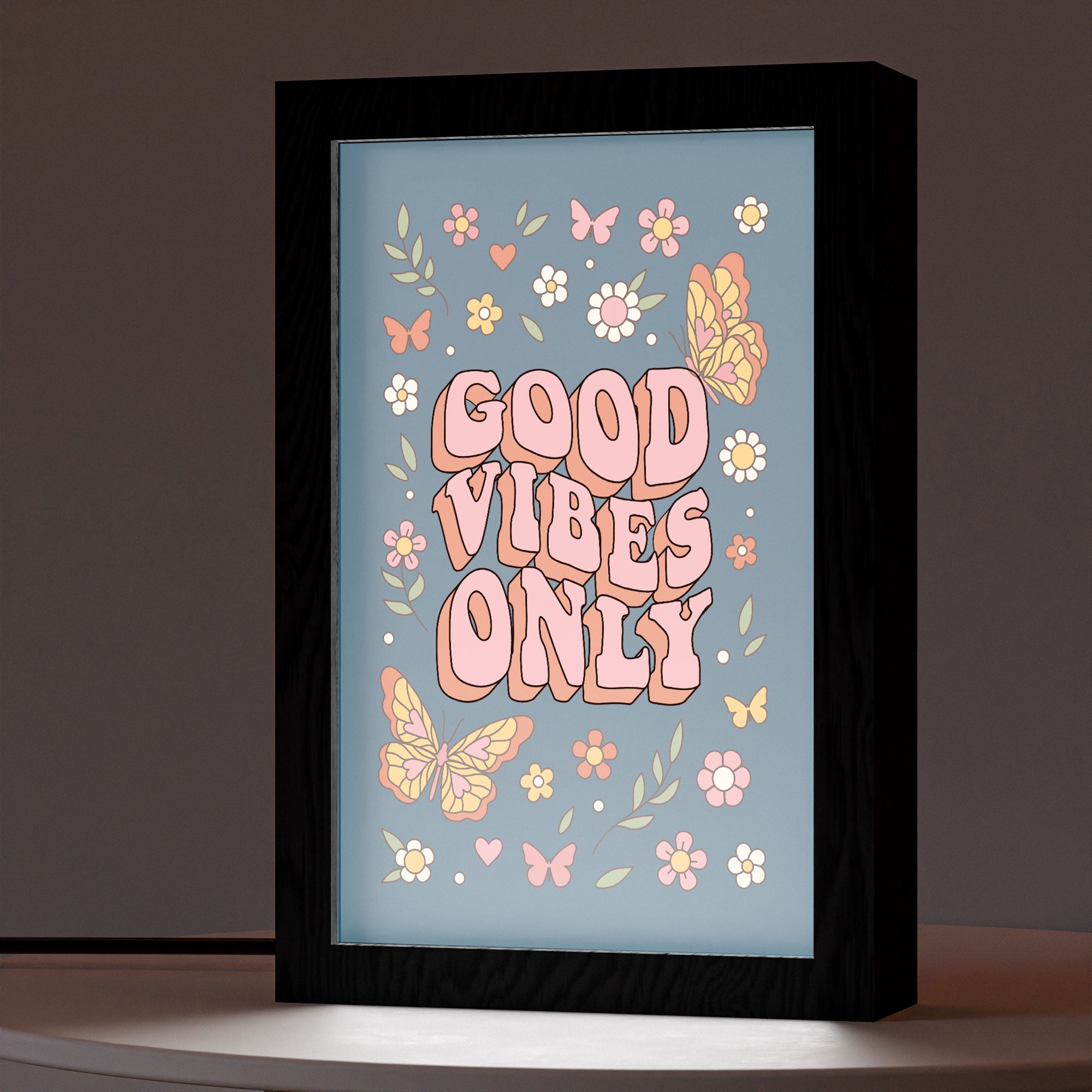 2 in 1 Photo Lighting Frame - Good Vibes Only