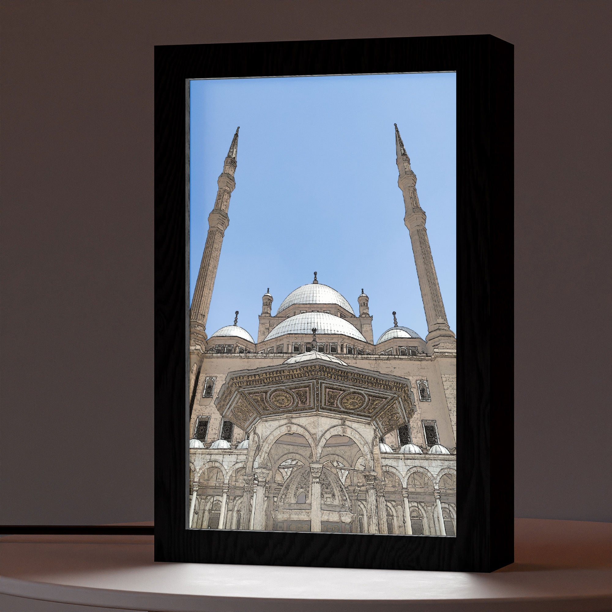 ٢ في ١ - برواز مضئ - مسجد محمد علي