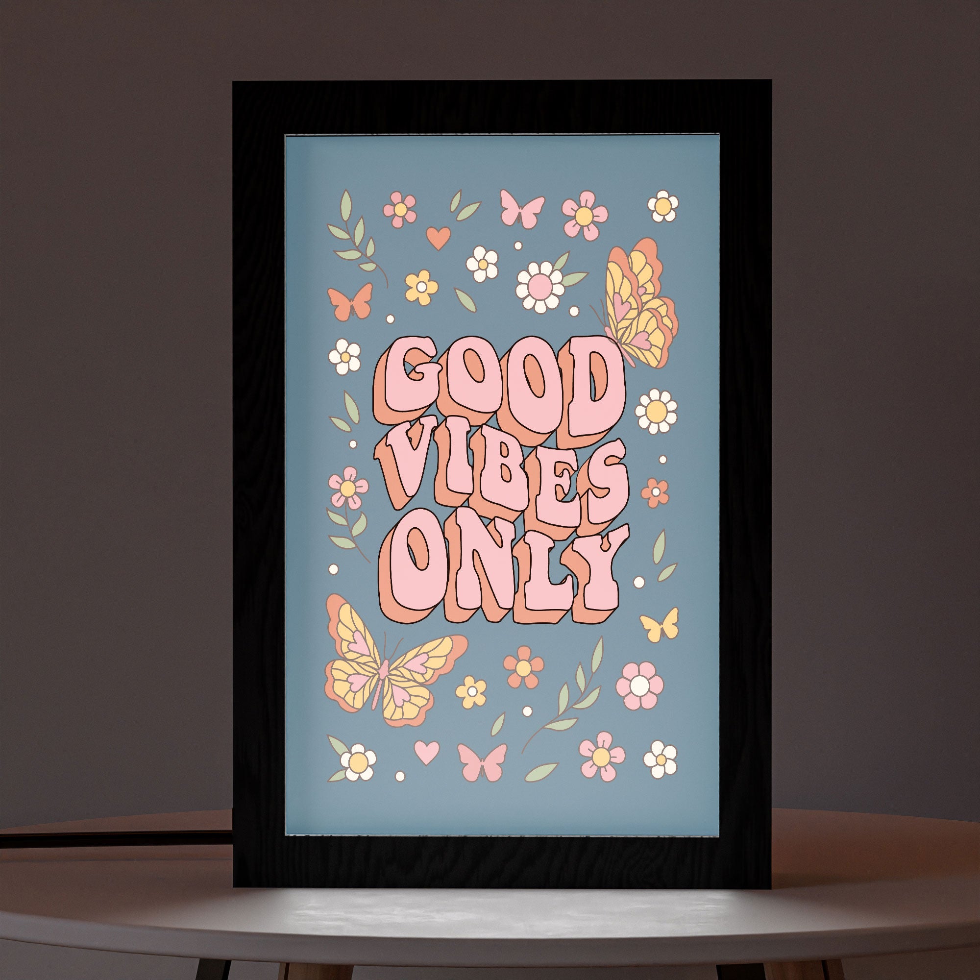 2 in 1 Photo Lighting Frame - Good Vibes Only