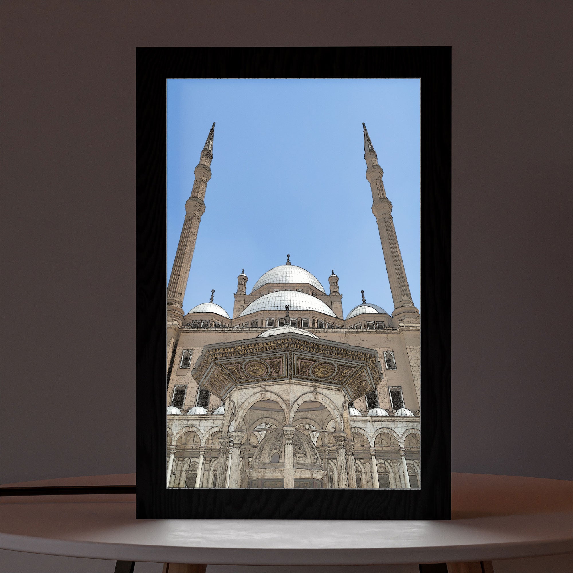 ٢ في ١ - برواز مضئ - مسجد محمد علي