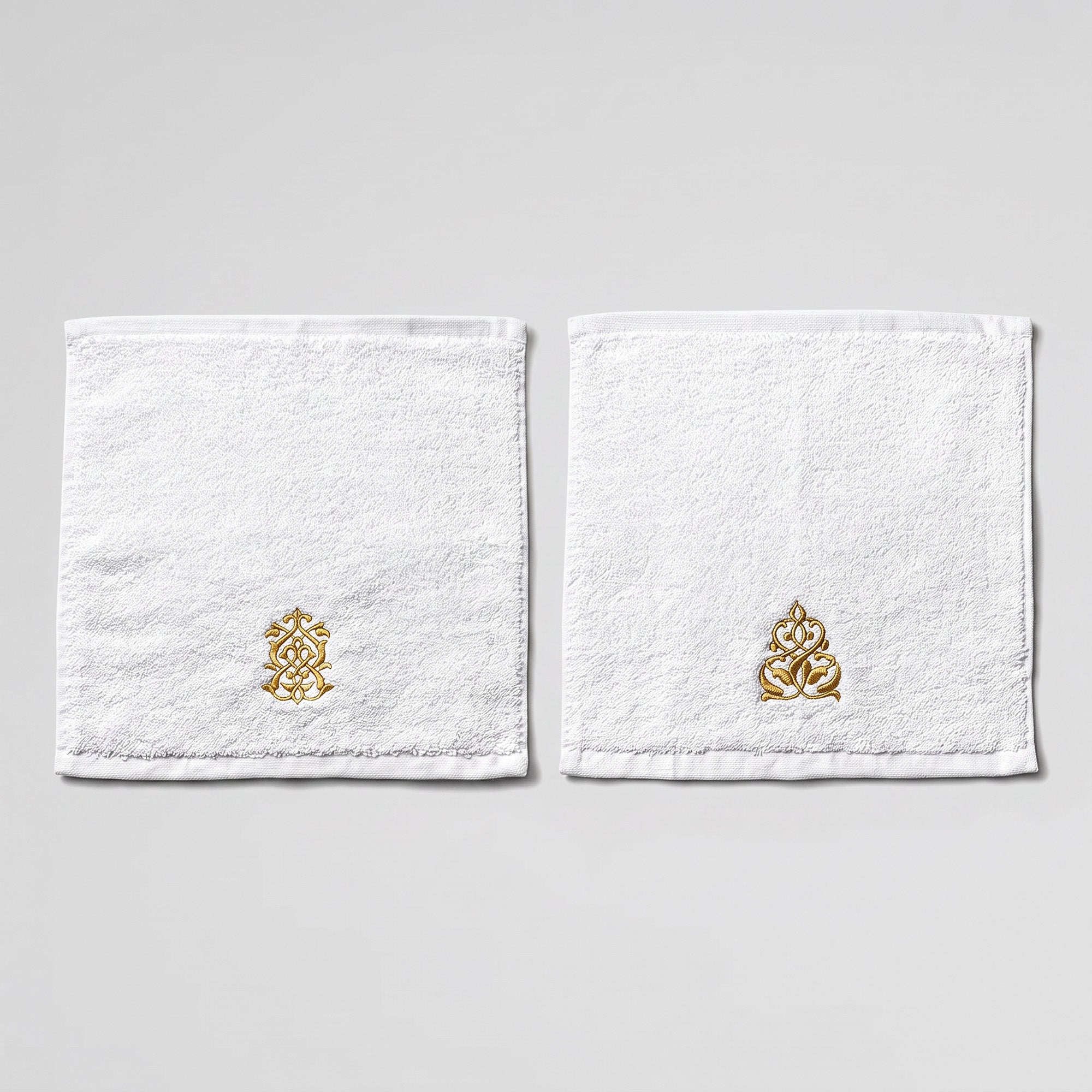Guest Cotton Towels - Embroidered - White 600GSM - Set of 2