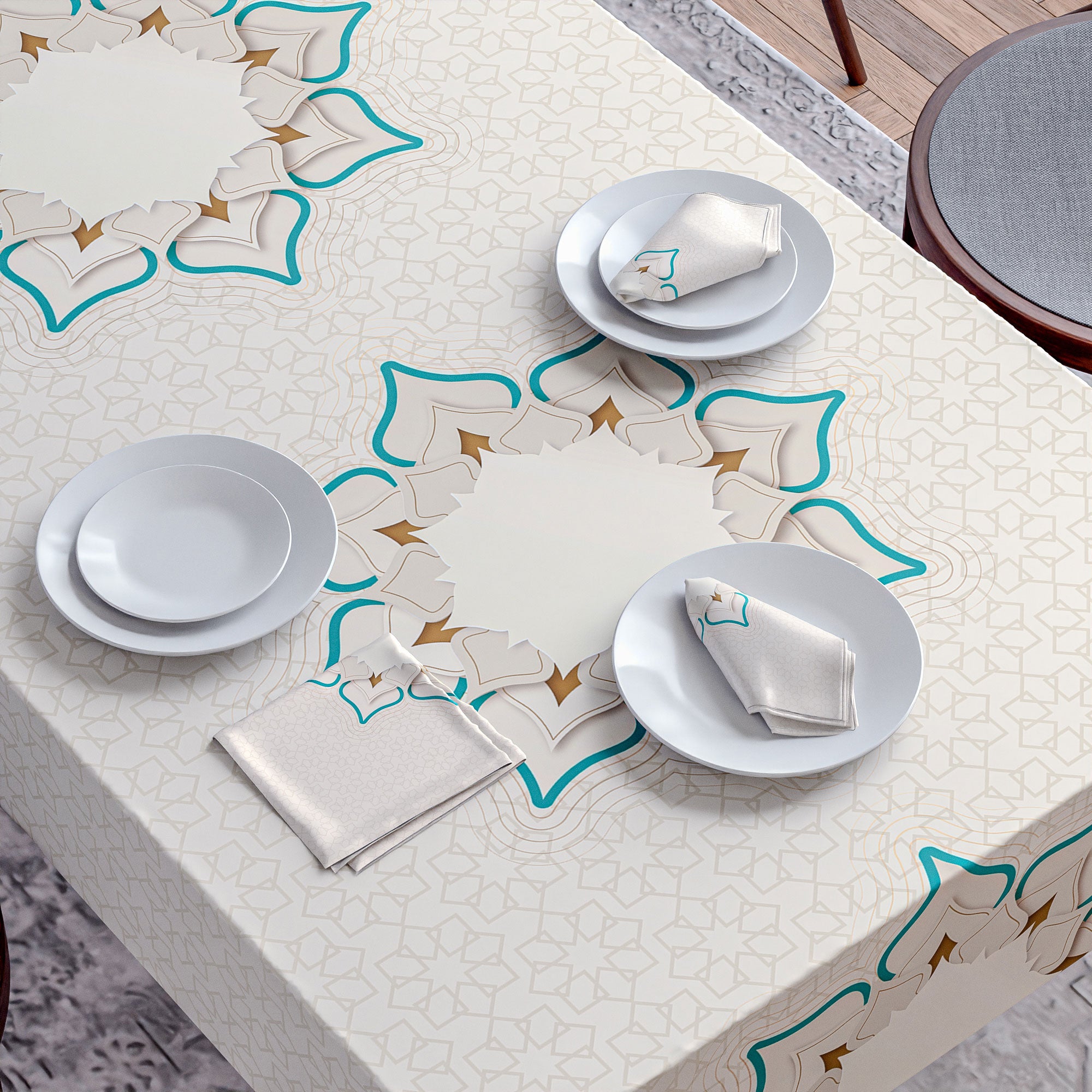 طقم مفارش الطاولة + المناديل القماشية - دره