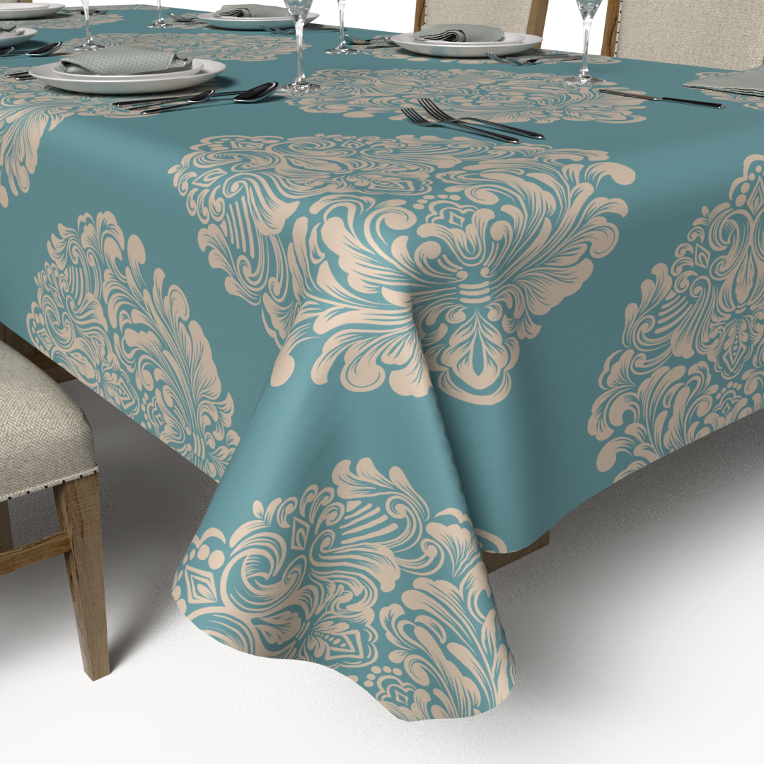 Queen Tablecloth & Napkins Set - Blue
