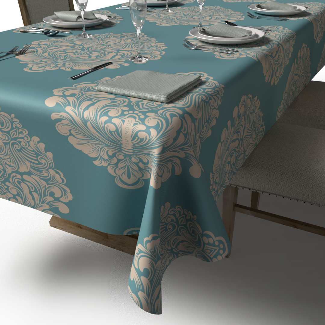 Queen Tablecloth & Napkins Set - Blue
