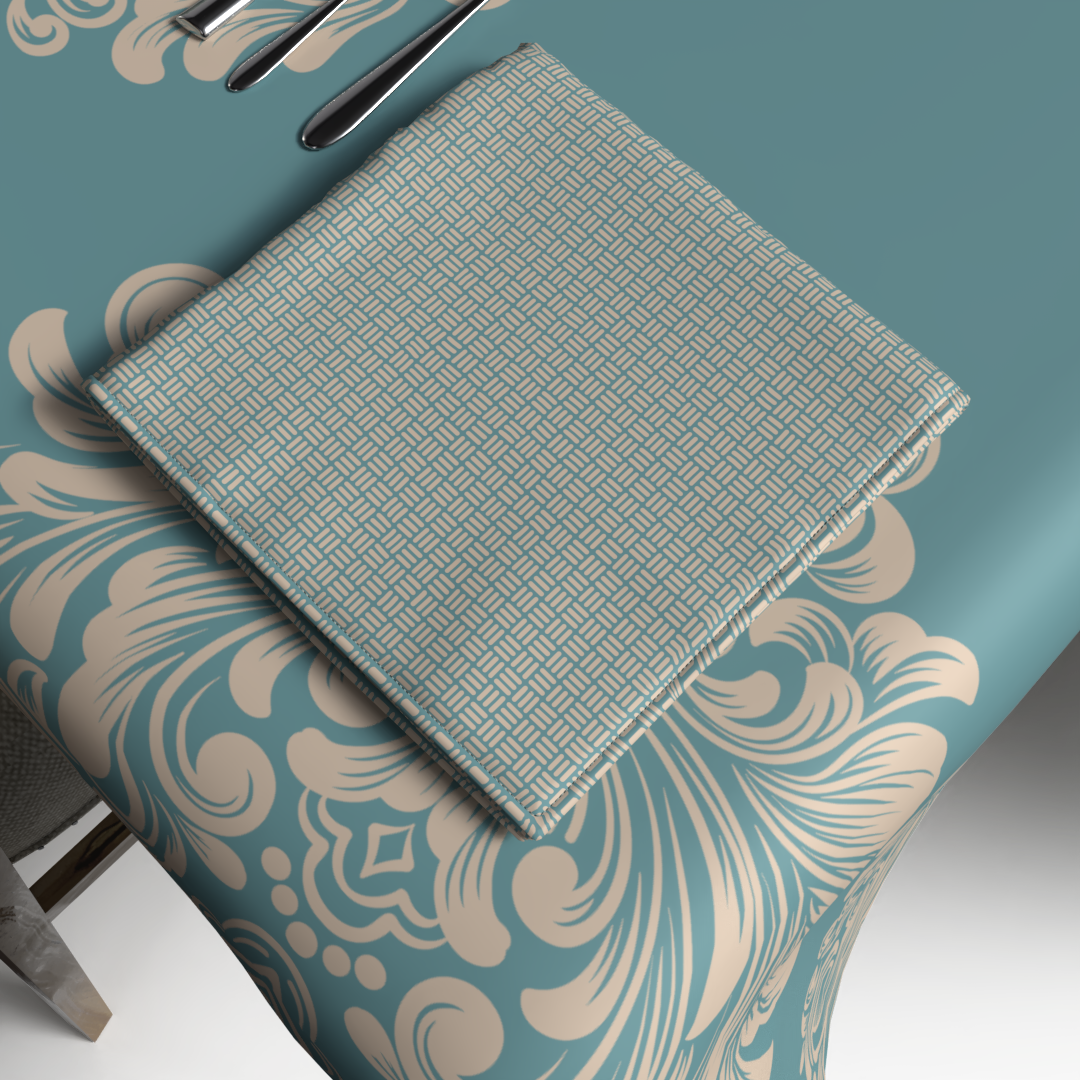 Queen Tablecloth & Napkins Set - Blue