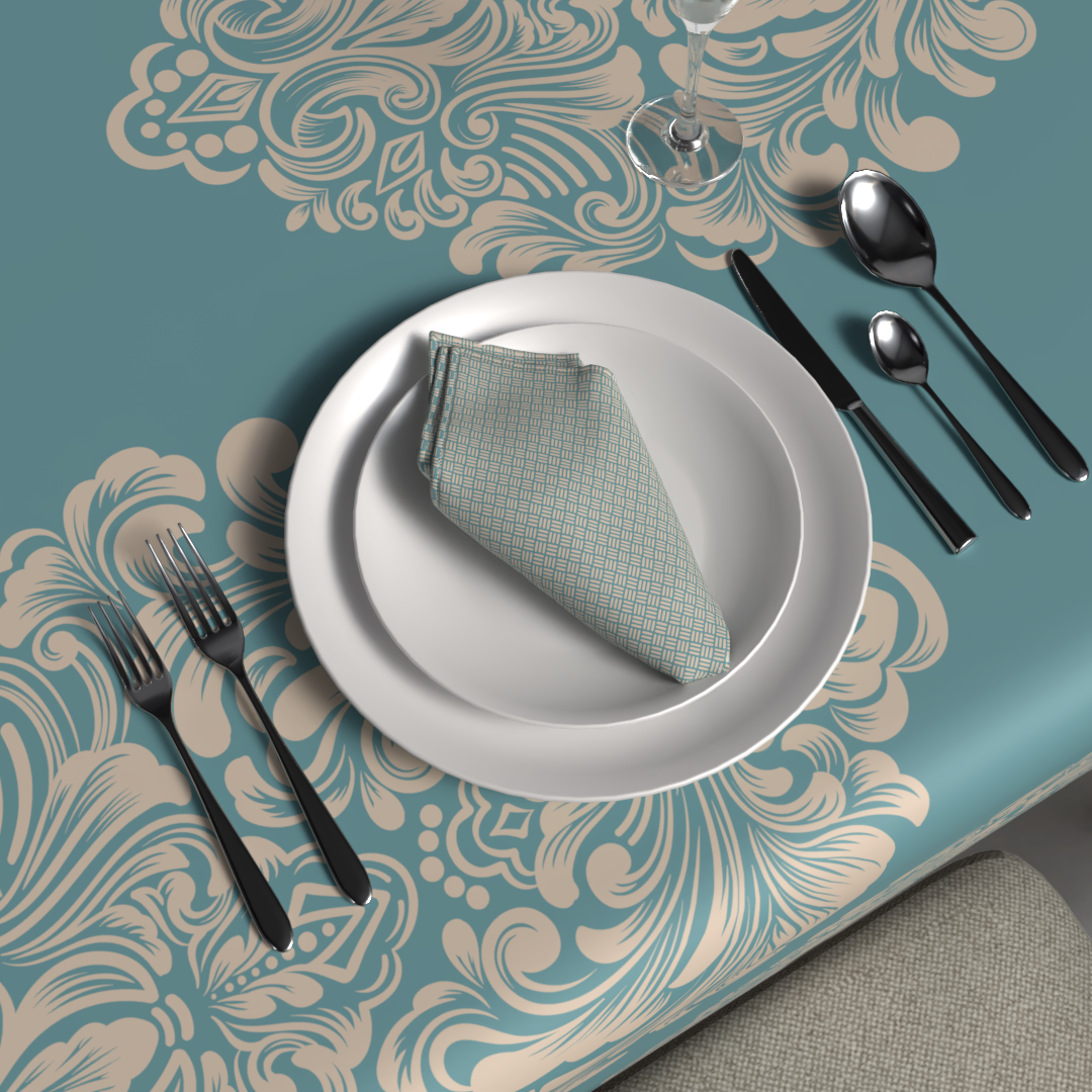 Queen Tablecloth & Napkins Set - Blue