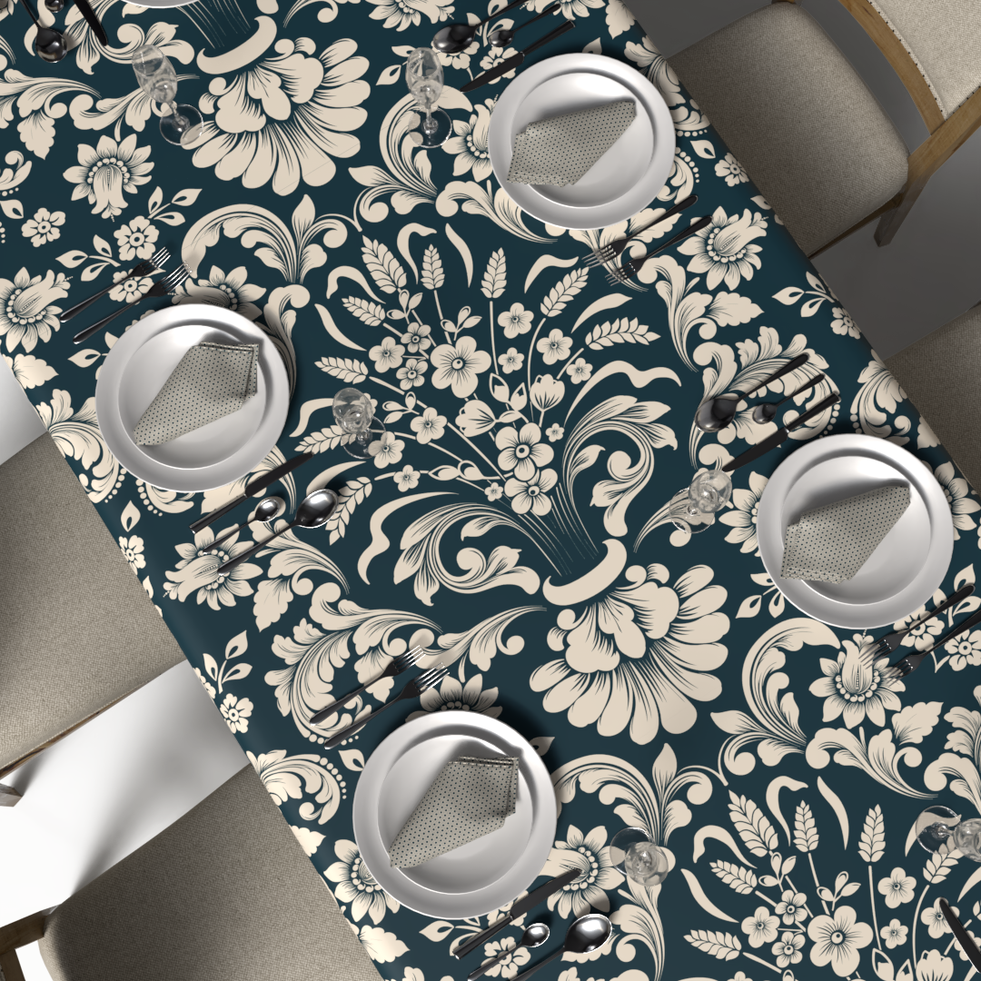 Helen Tablecloth & Napkins Set -  Dark Petroleum