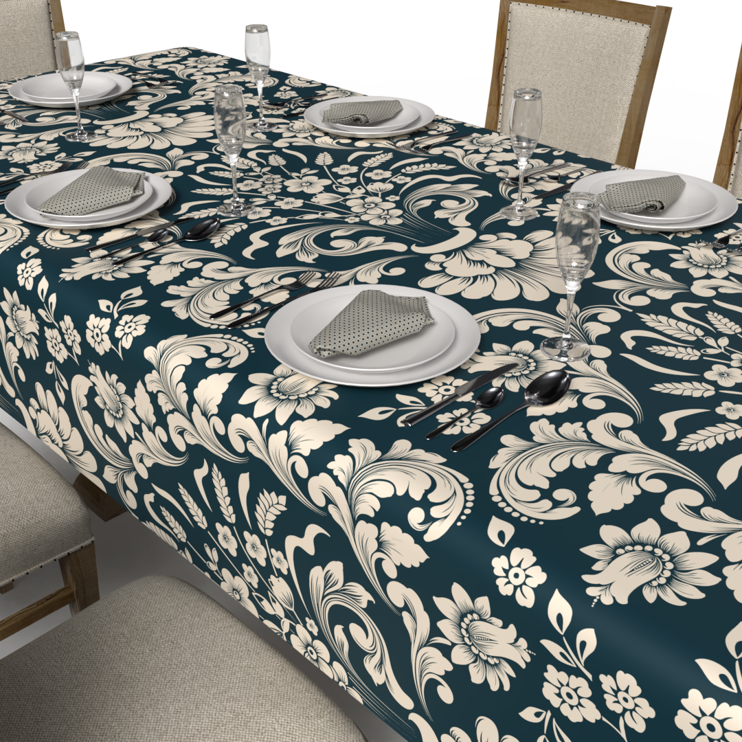 Helen Tablecloth & Napkins Set - Dark Petroleum