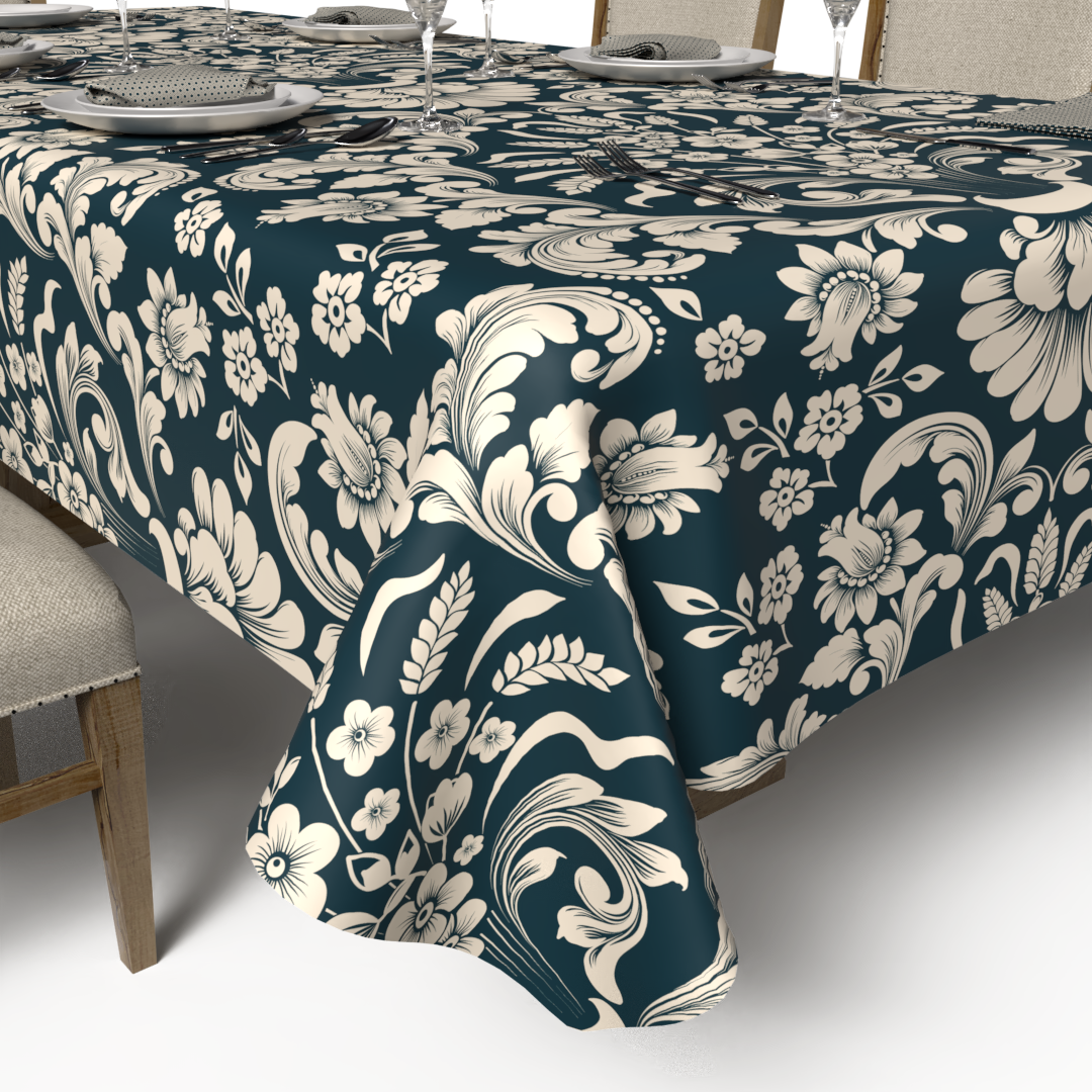Helen Tablecloth & Napkins Set - Dark Petroleum