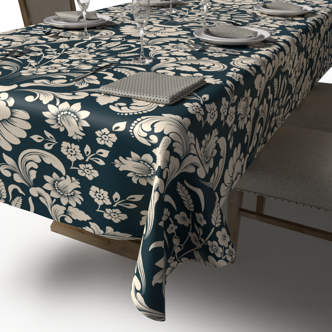 Helen Tablecloth & Napkins Set - Dark Petroleum