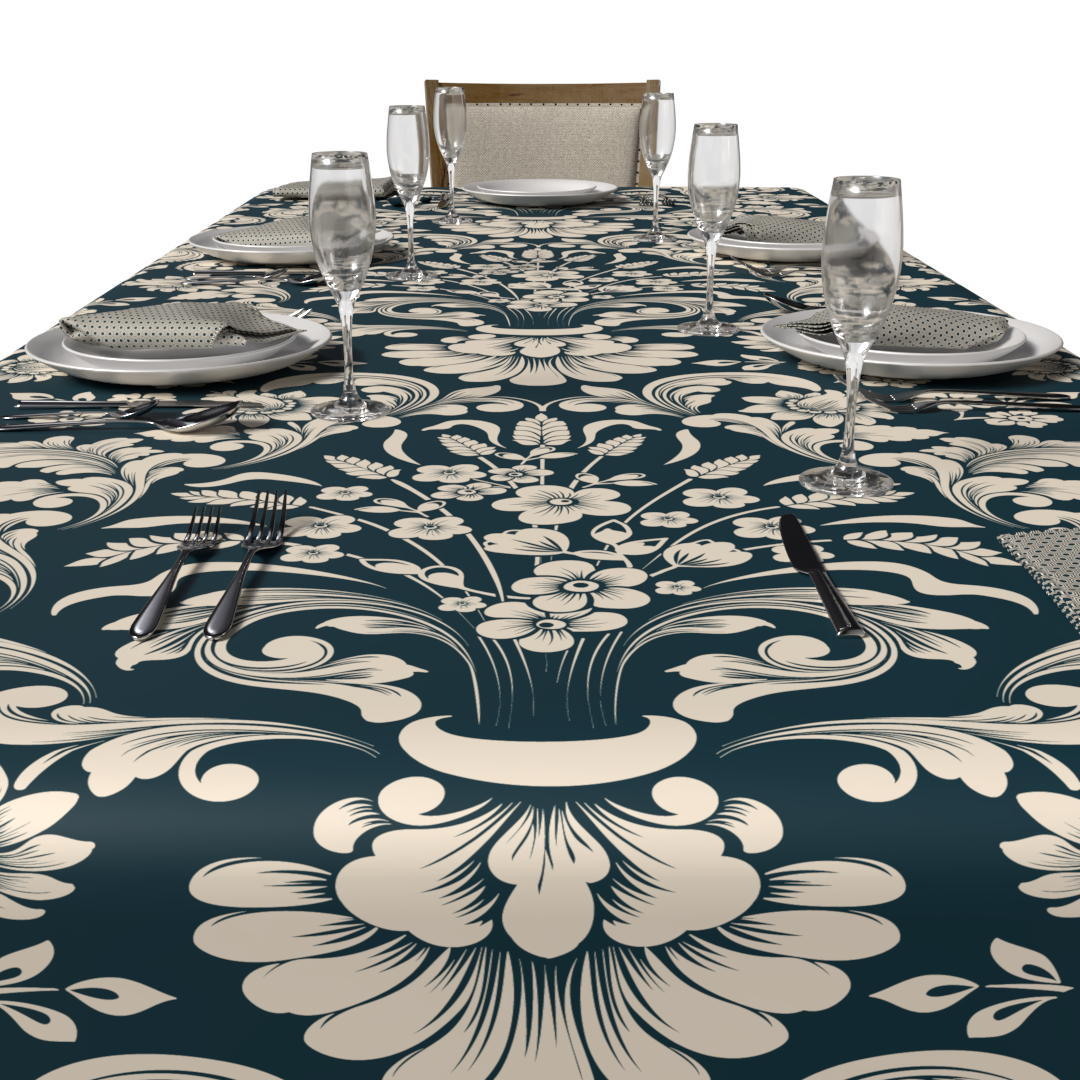 Helen Tablecloth & Napkins Set - Dark Petroleum