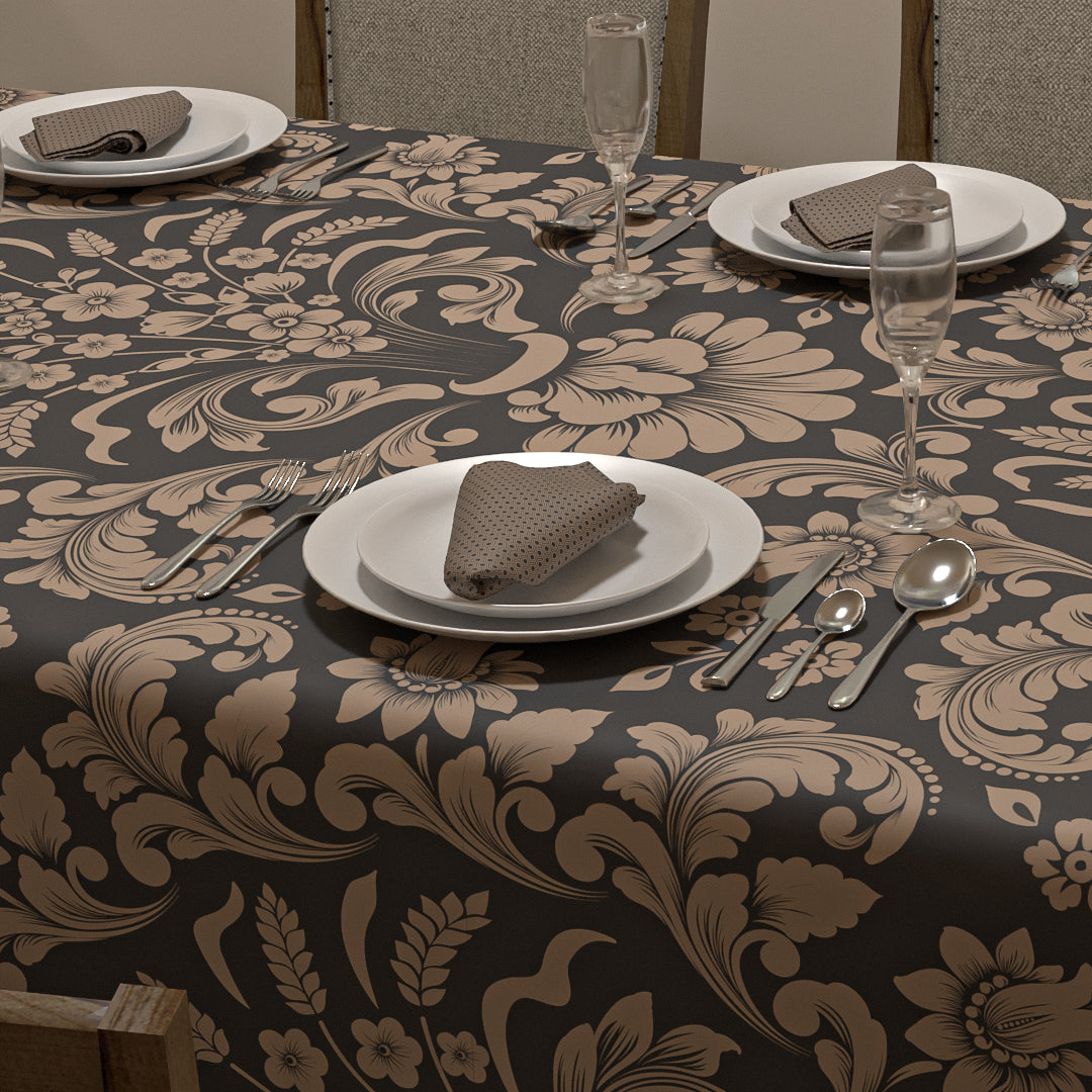 Helen Tablecloth & Napkins Set - Grey & Cafe
