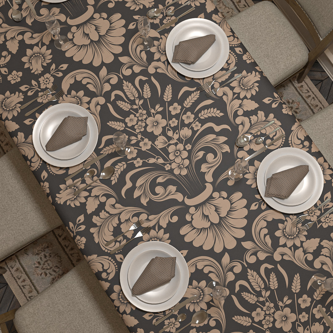 Helen Tablecloth & Napkins Set - Grey & Cafe